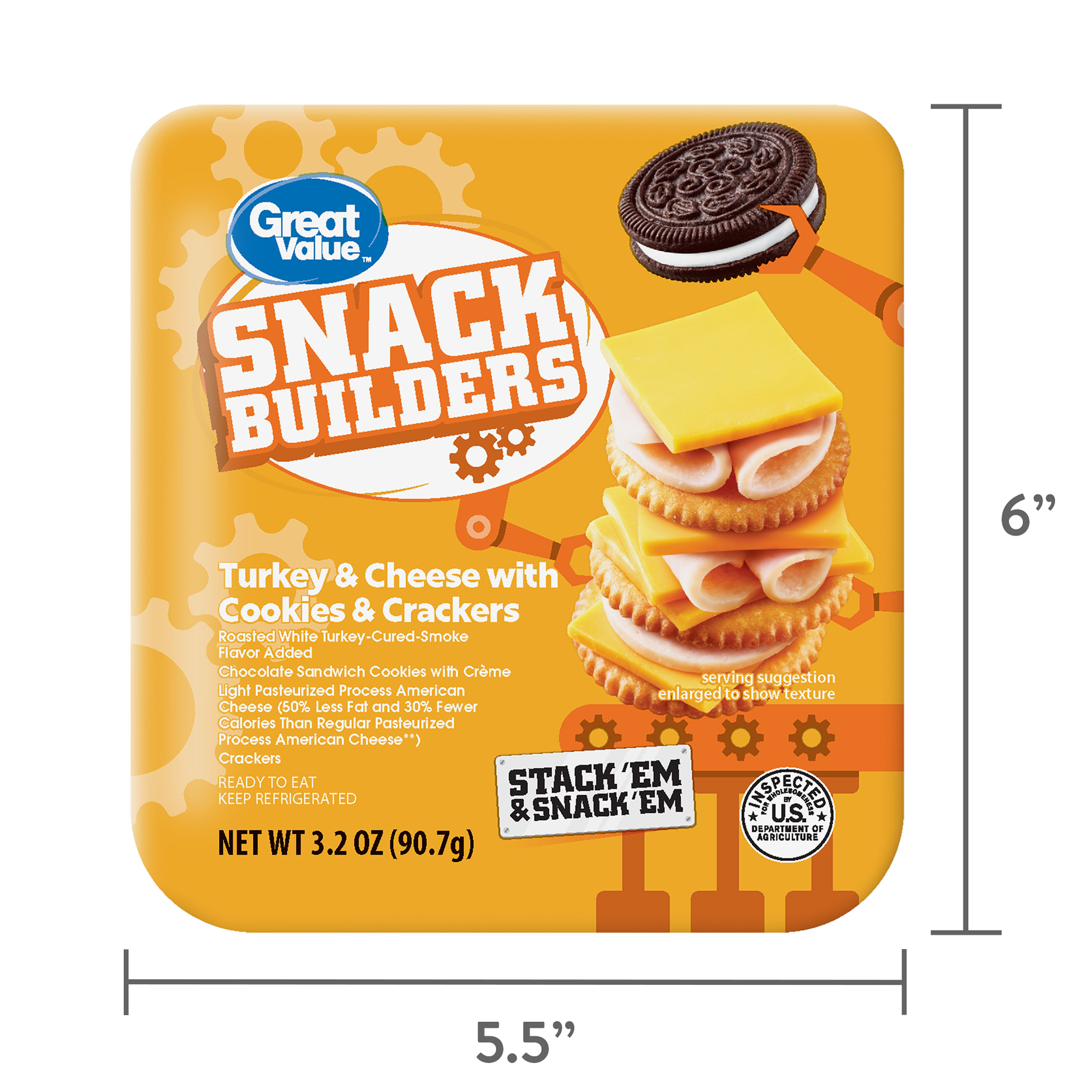 Great Value Turkey and Cheese Snack Builders with Cookies, 3.20 oz (Refrigerated) thumbnail 3