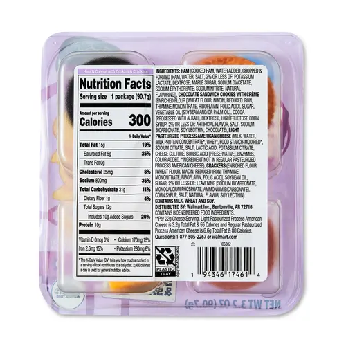 Great Value Ham and Cheese Snack Builders with Cookies, 3.20 oz (Refrigerated) thumbnail 2