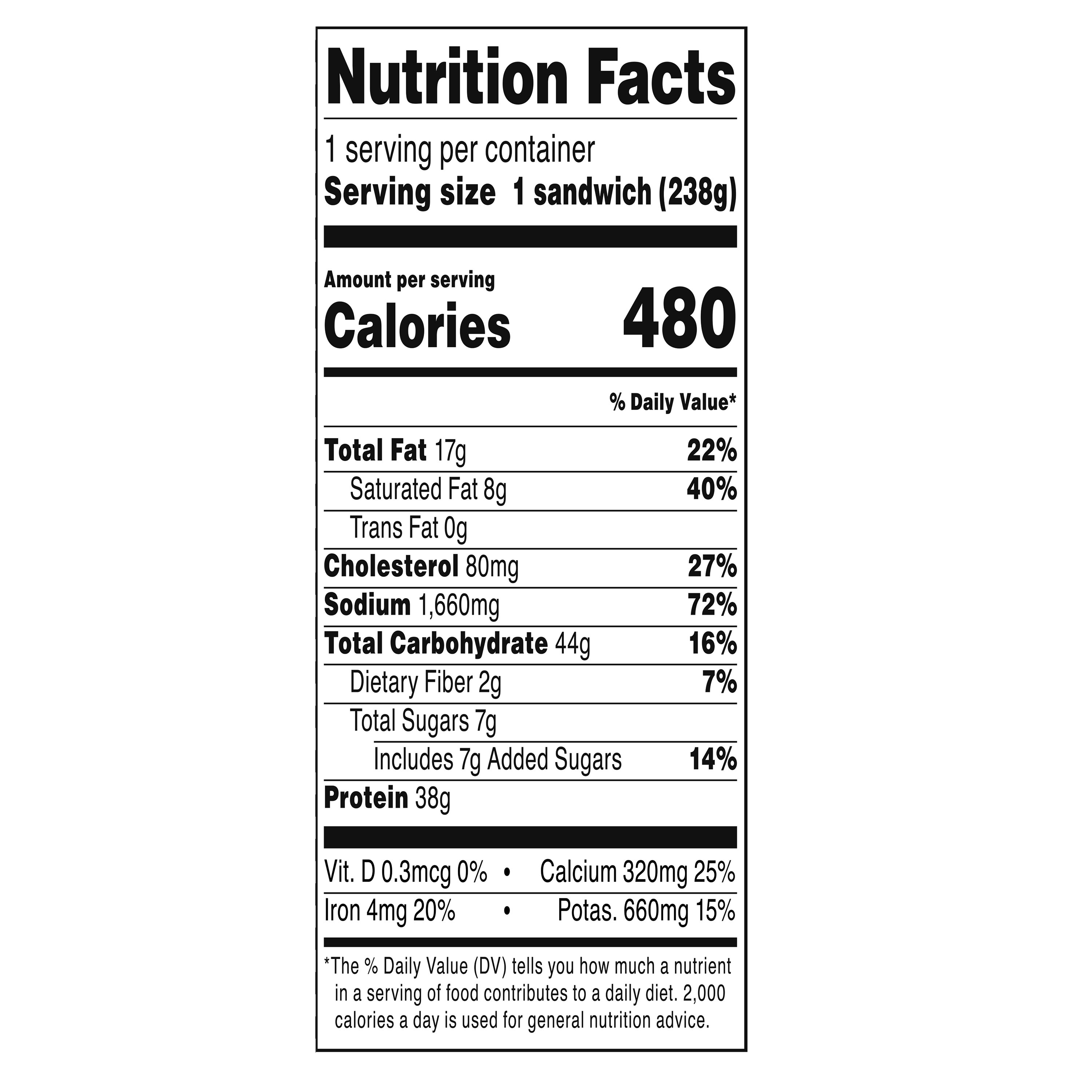 Marketside Extra Meat Ham & Swiss Sub Sandwich, Half, 8.5oz, 1 Count (Fresh) thumbnail 4