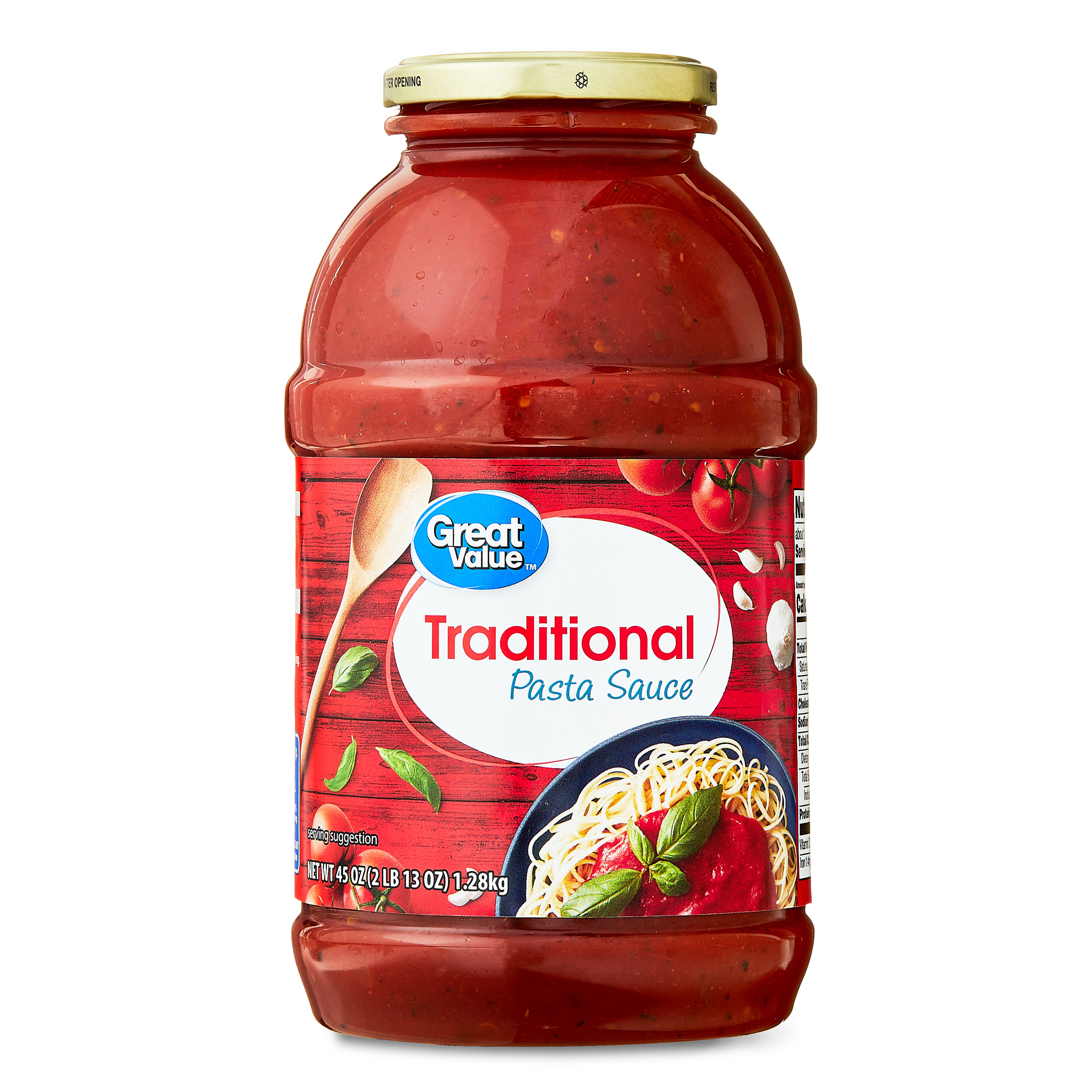 Great Value Traditional Pasta Sauce, 45 oz Jar