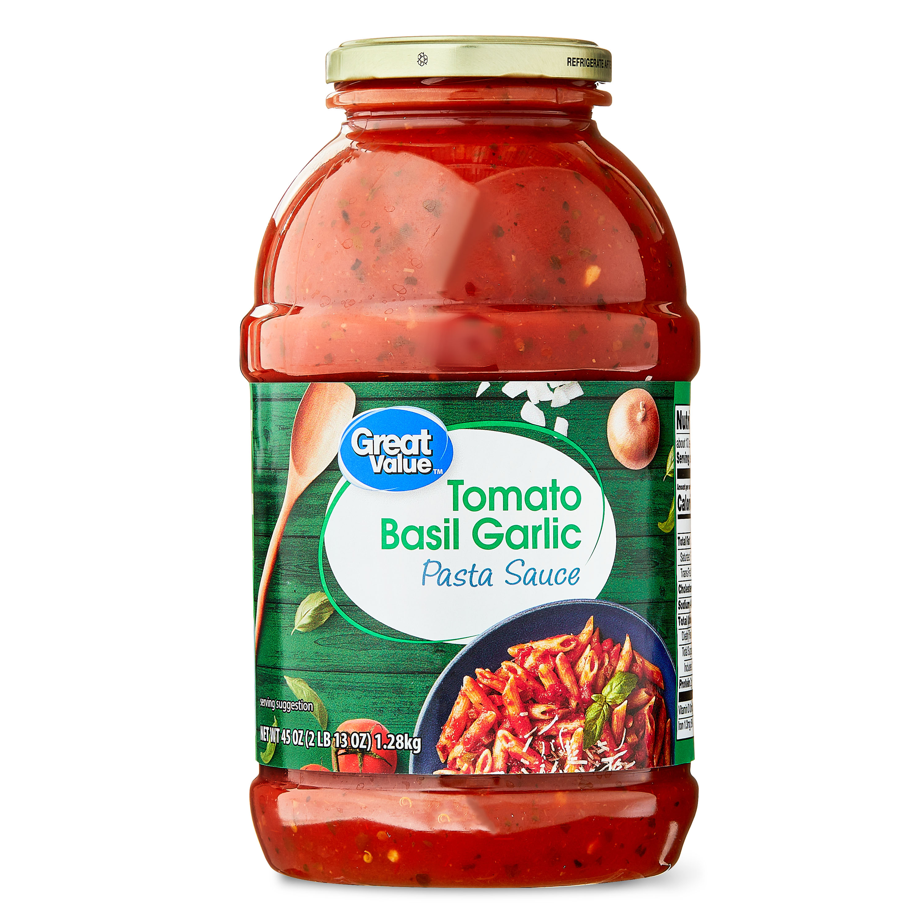 Great Value Tomato Basil Garlic Pasta Sauce, 45 oz Jar