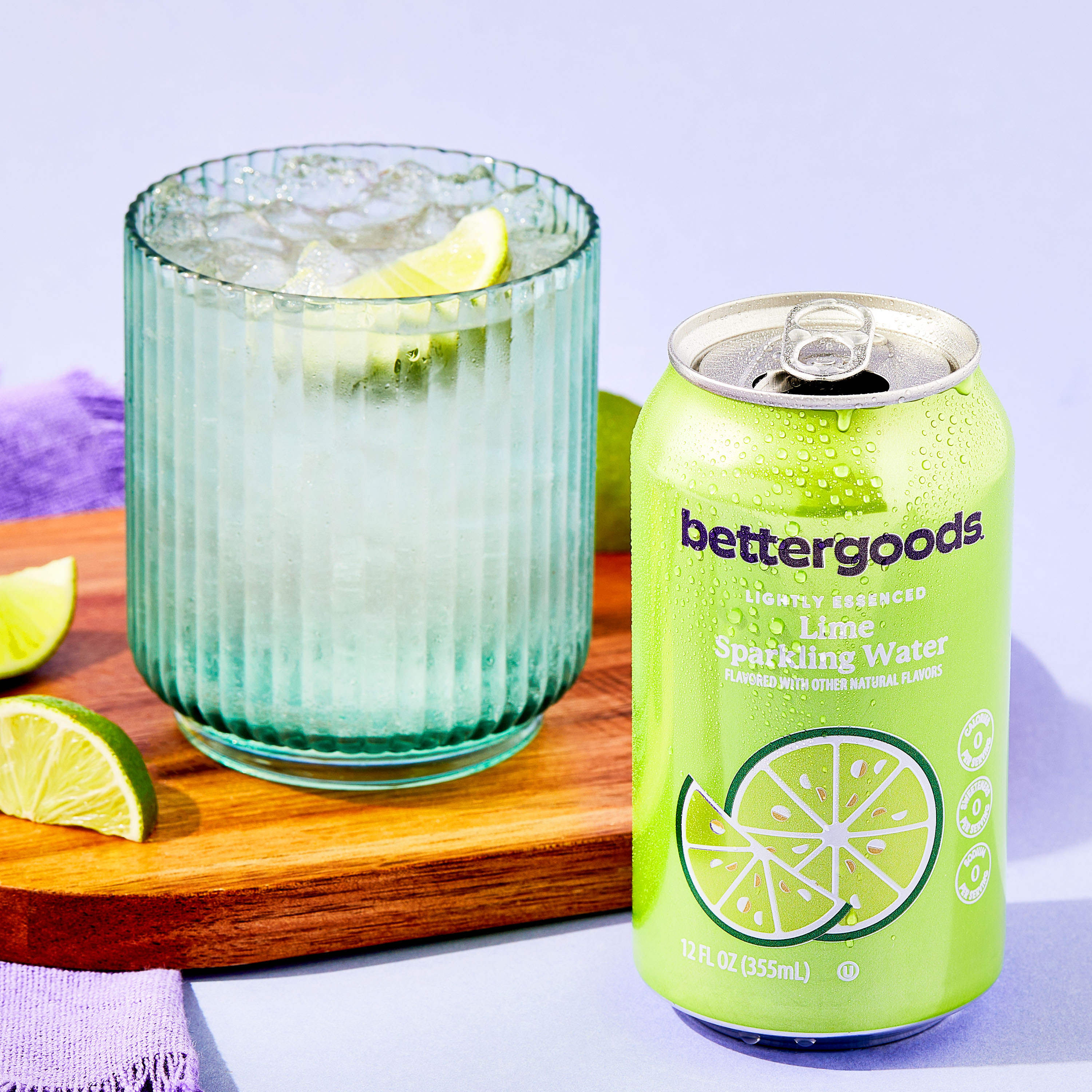 bettergoods Lime Flavored Sparkling Water, 12 fl oz, 8 Cans thumbnail 2