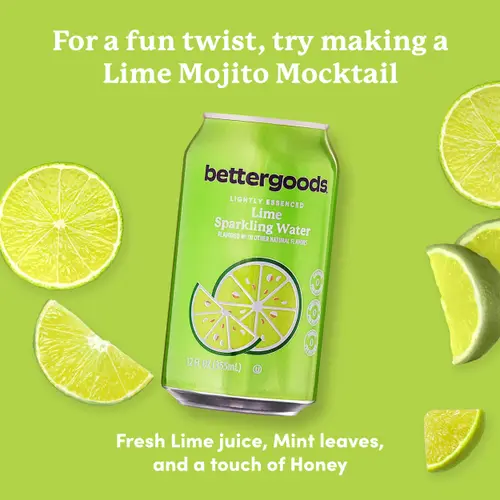 bettergoods Lime Flavored Sparkling Water, 12 fl oz, 8 Cans thumbnail 3