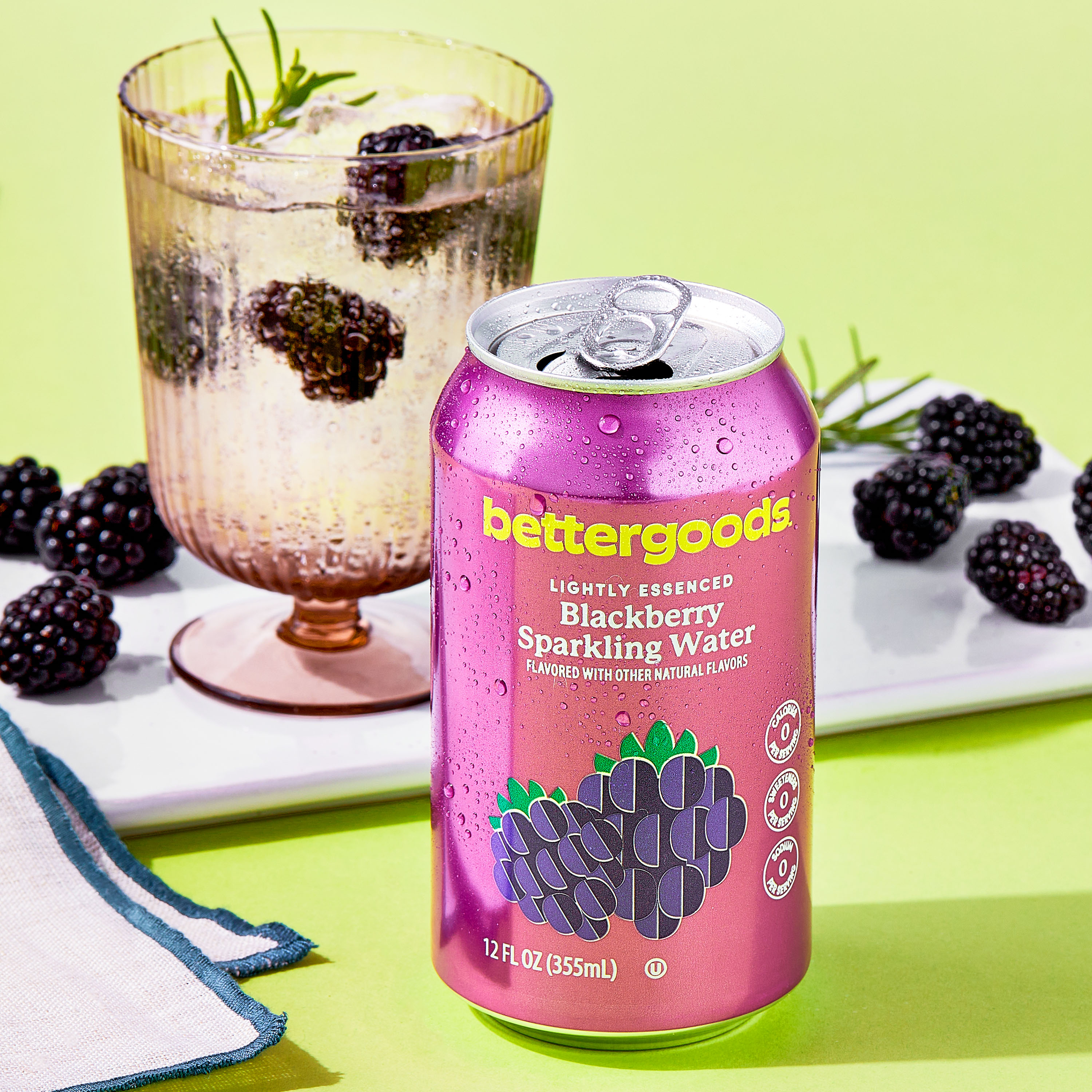 bettergoods Blackberry Flavored Sparkling Water, 12 fl oz, 8 Cans thumbnail 2