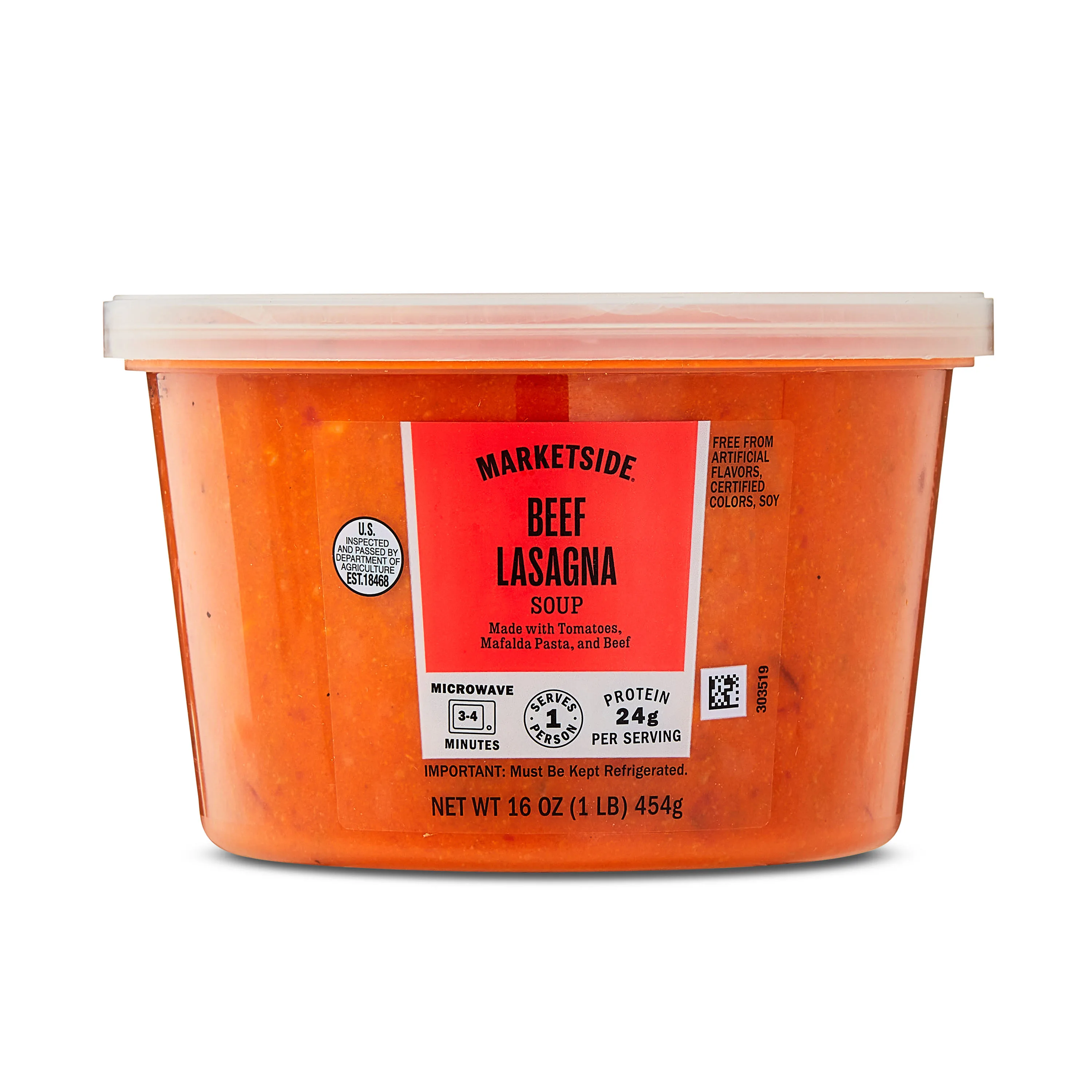 Marketside Beef Lasagna Soup, Fresh Deli Soup, 16 oz Cup