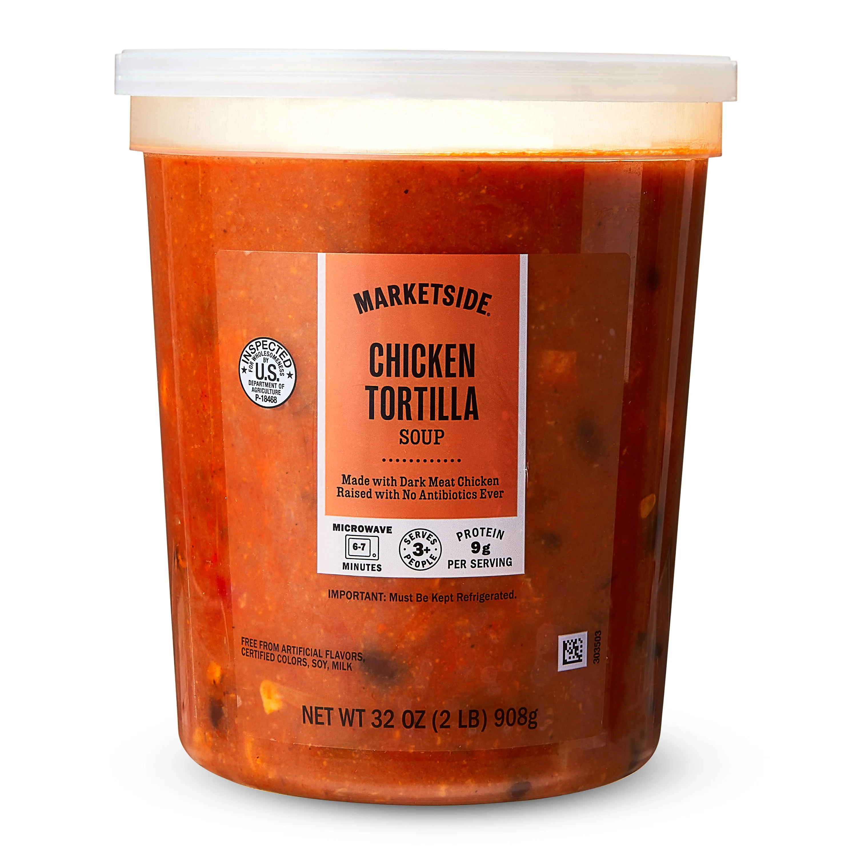 Marketside Chicken Tortilla Soup, Fresh Deli Soup, 32 oz Cup