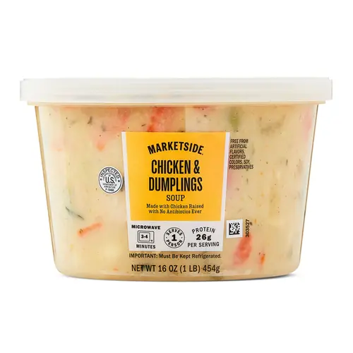 Marketside Chicken & Dumplings Soup, Fresh Deli Soup, 16 oz Cup