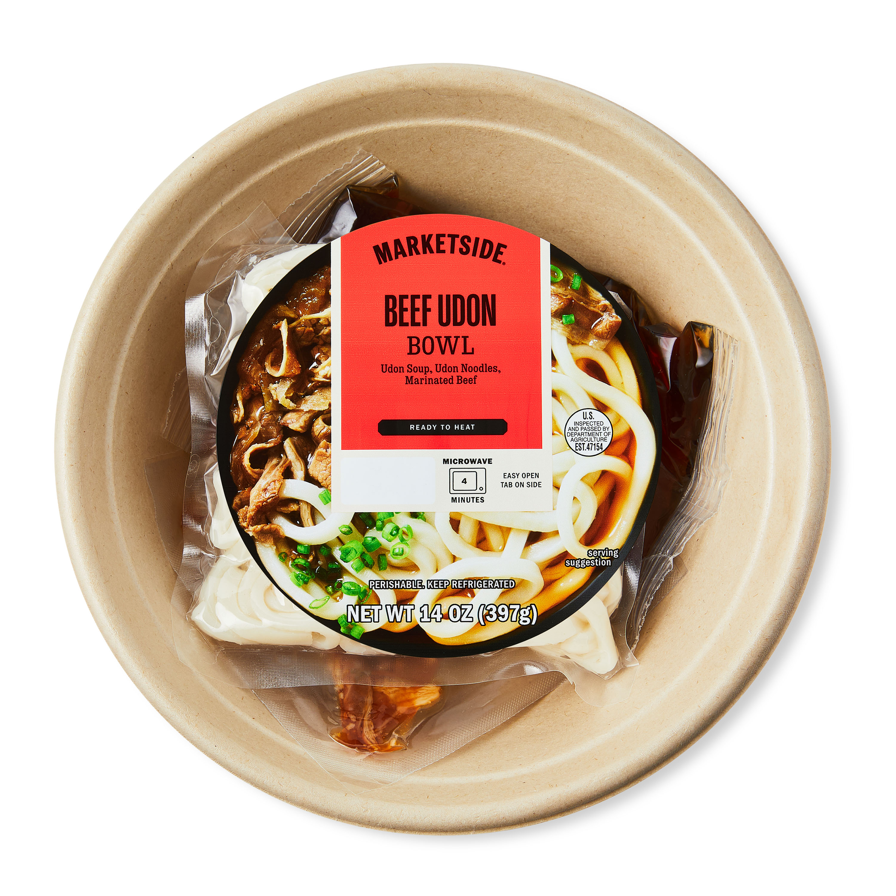 Marketside Ready to Heat Beef Udon Bowl, 14 oz (Refrigerated)