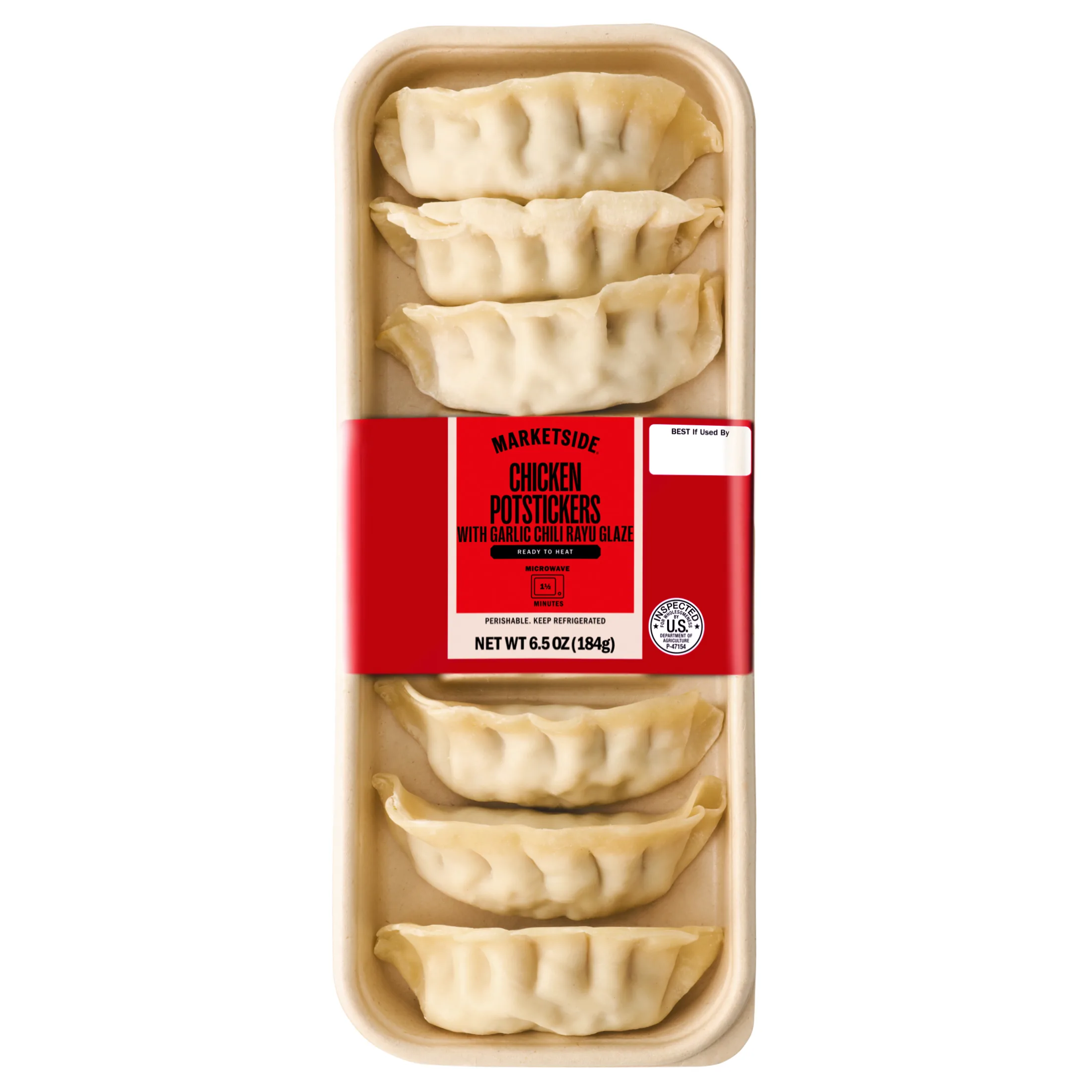 Marketside Ready to Heat Chicken Ginger Potstickers with Garlic Chili Rayu Glaze, 8 oz (Refrigerated)