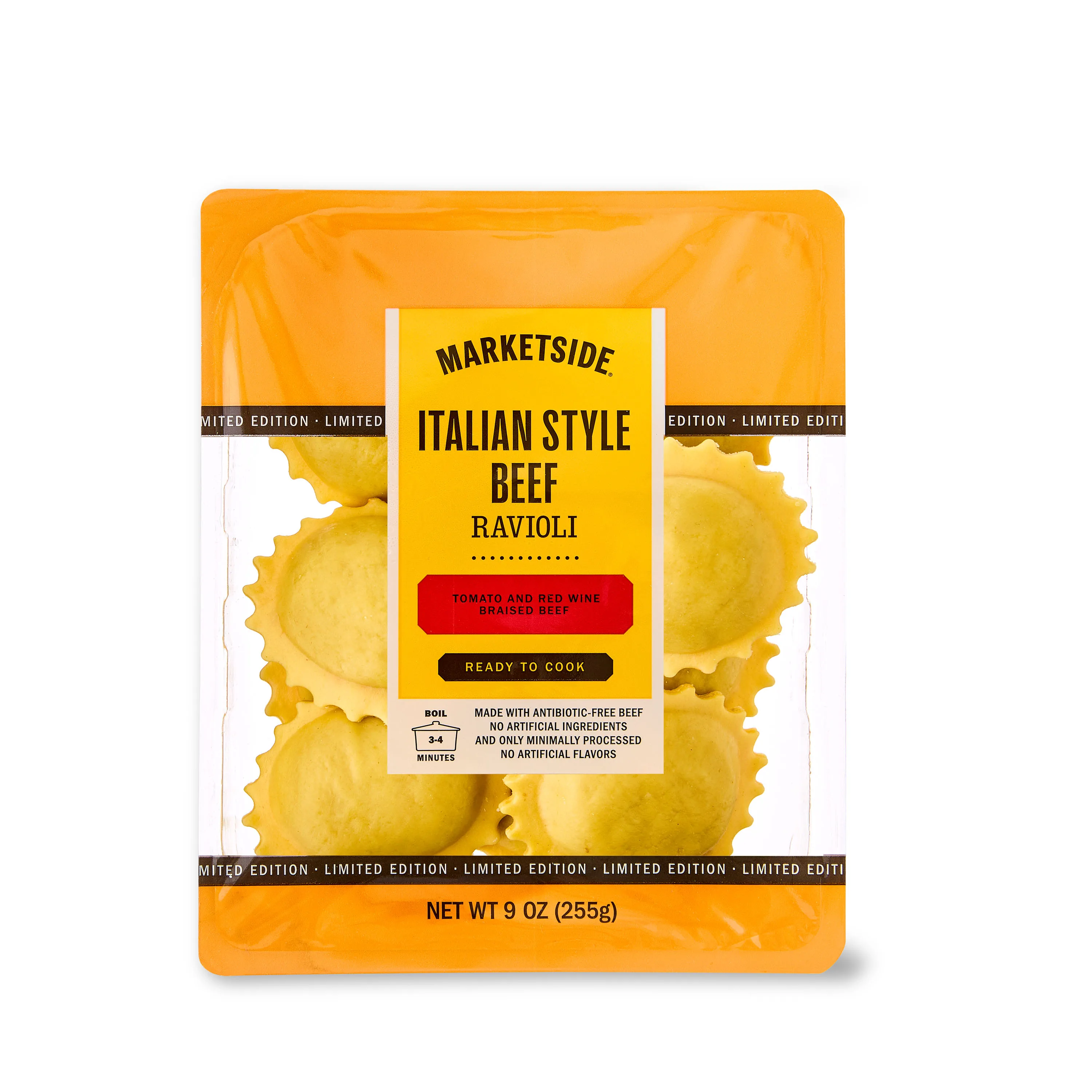 Marketside Italian Style Beef Ravioli, Fresh Artisanal Pasta, 9 oz