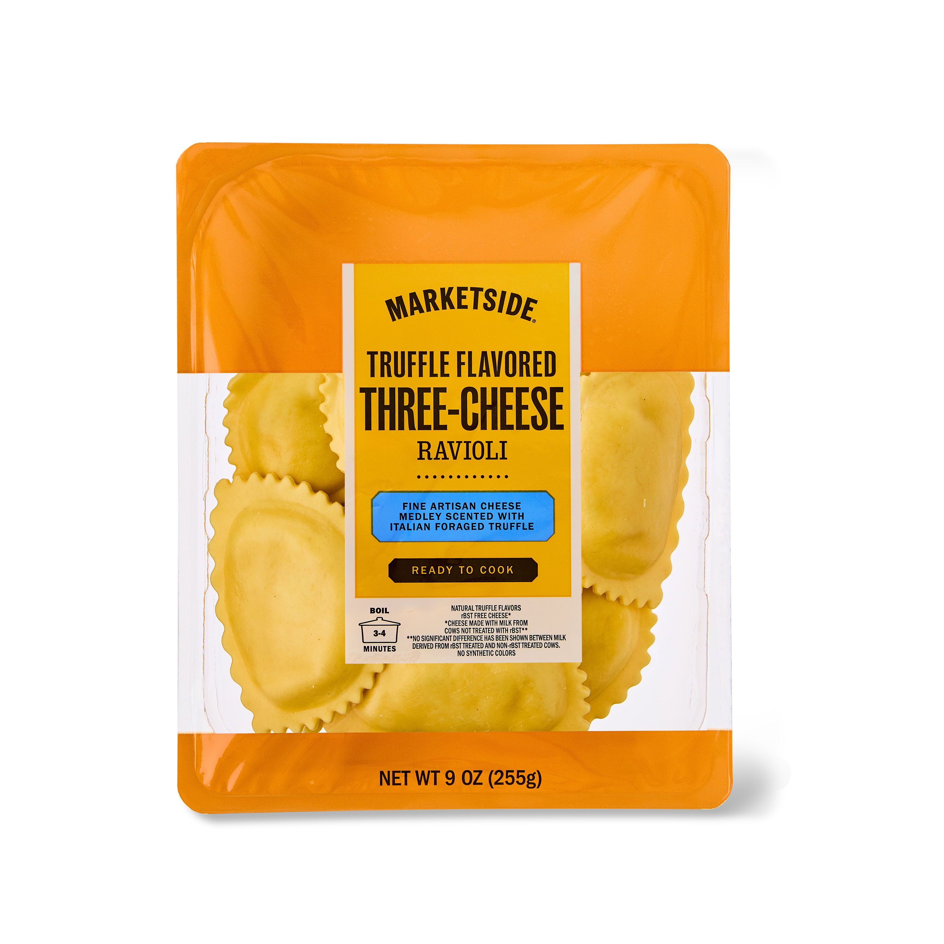 Marketside Truffle Flavored Three-Cheese Ravioli, Fresh Artisanal Pasta, 9 oz