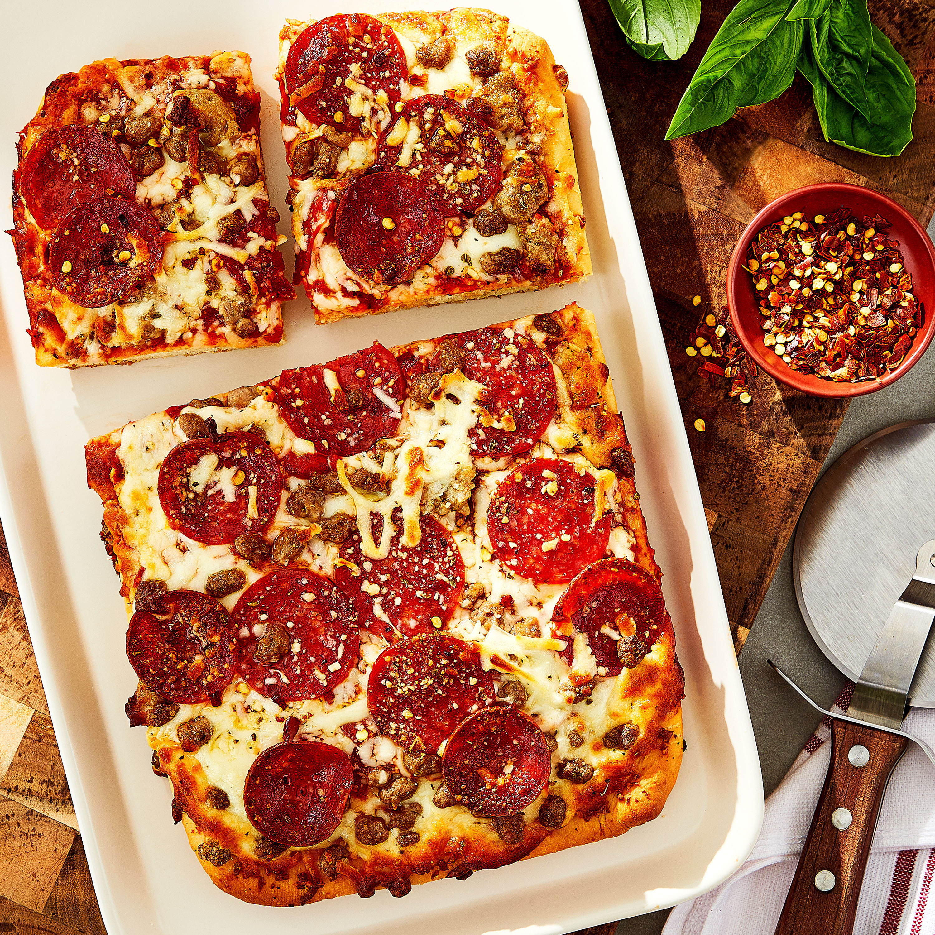 Great Value Detroit-Style 3-Meat Pizza, 25.6 oz (Frozen) thumbnail 2