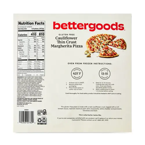 bettergoods Gluten-Free Cauliflower Thin Crust Margherita Pizza, 11.8 oz (Frozen) thumbnail 4