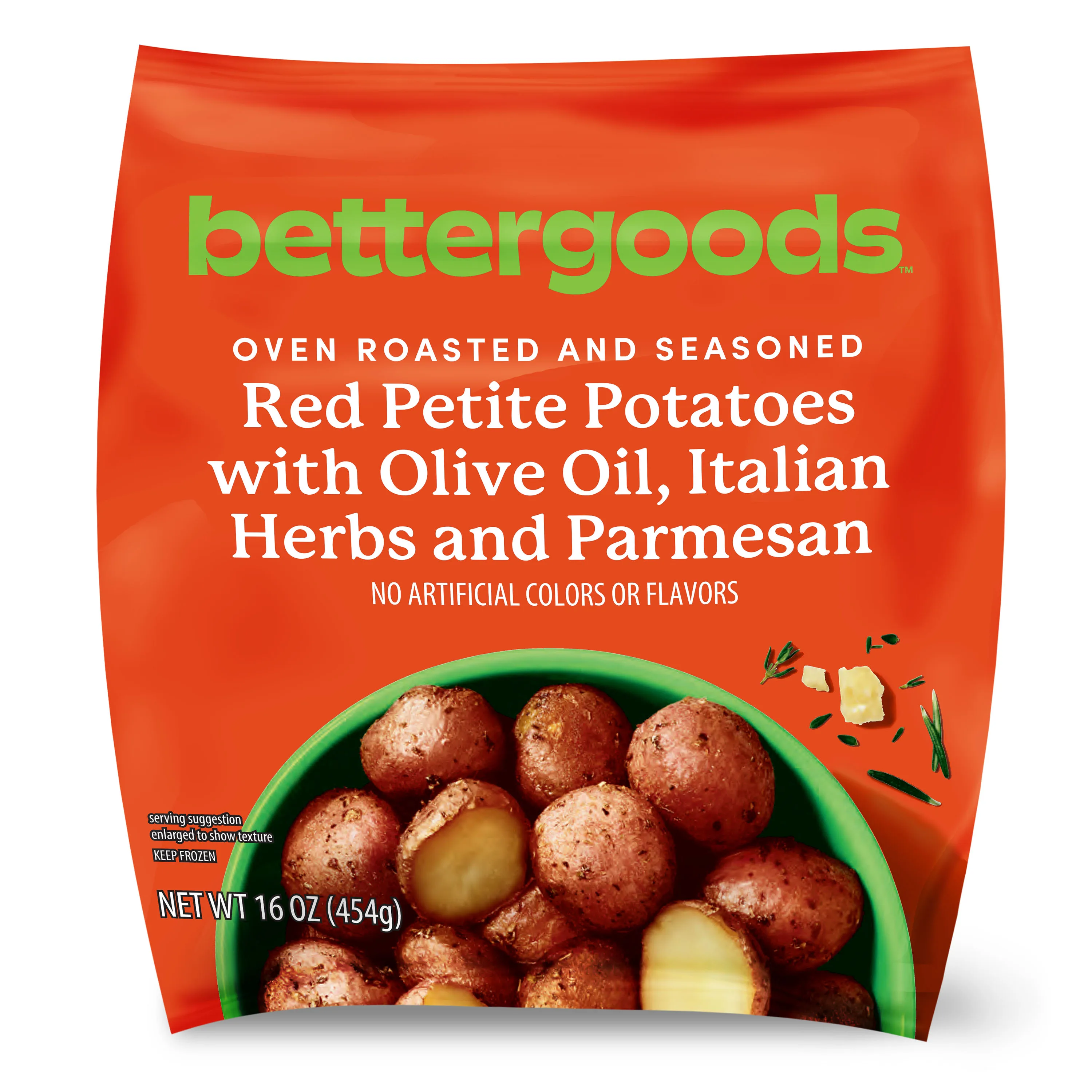 bettergoods Oven Roasted and Seasoned Red Petite Potatoes with Olive Oil, Italian Herbs and Parmesan, 16 oz (Frozen)