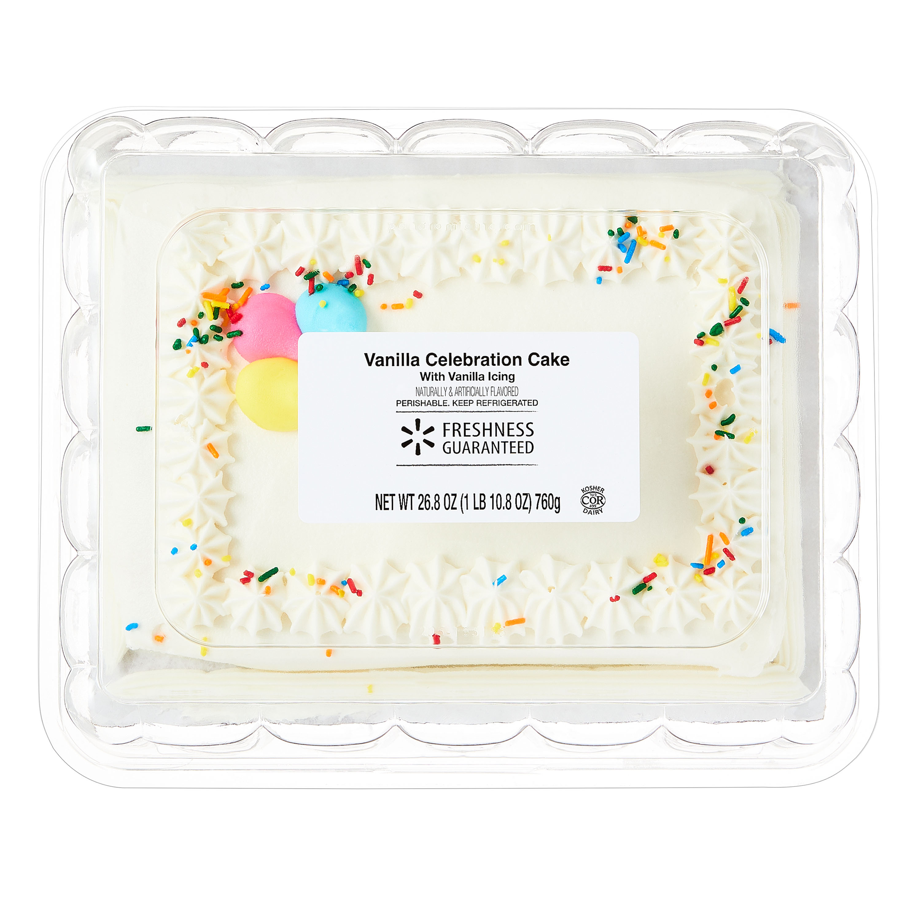 Freshness Guaranteed Celebration Vanilla Cake, Vanilla Icing, 26.8 oz, Refrigerated thumbnail 4
