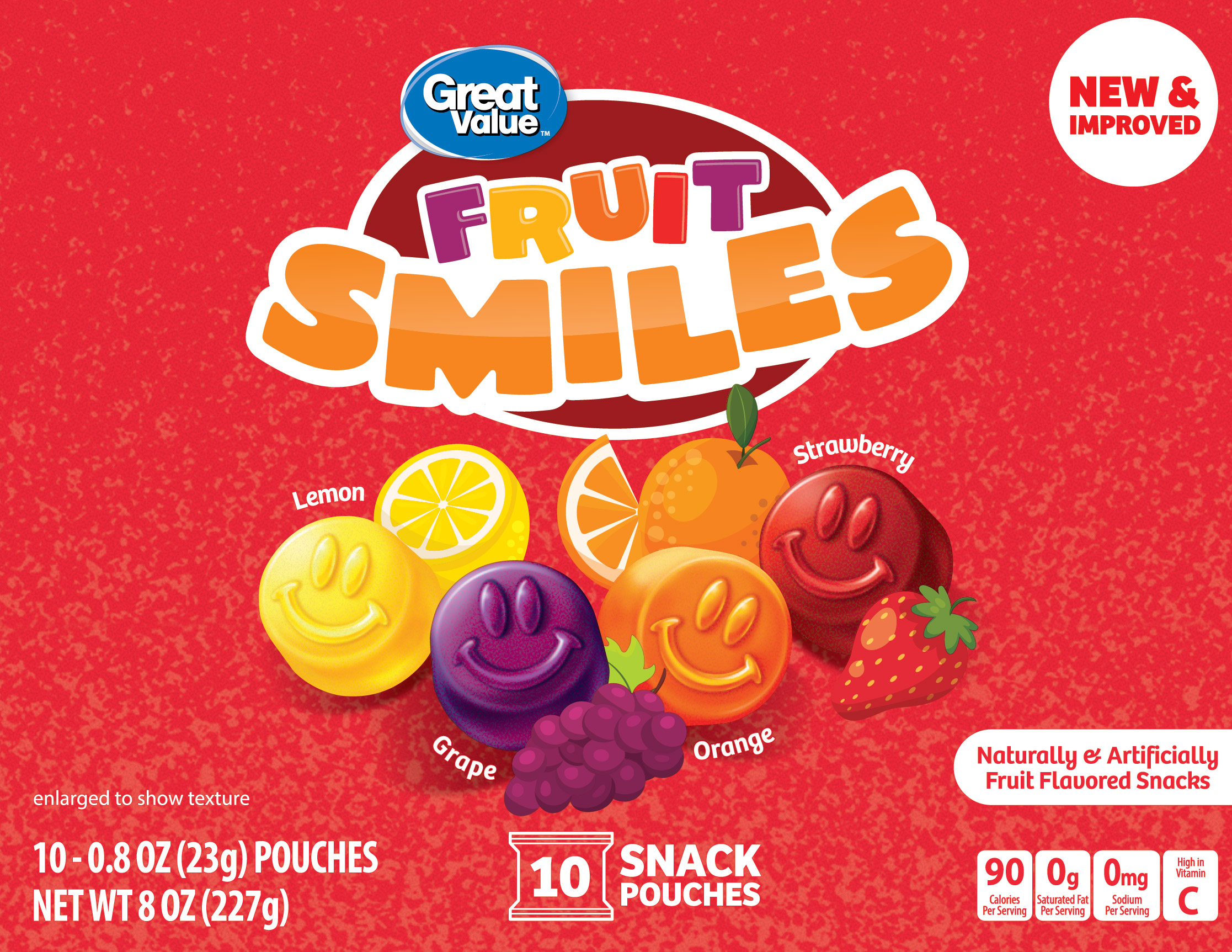 Great Value Fruit Smiles Snack, Original Flavor, 10 Count