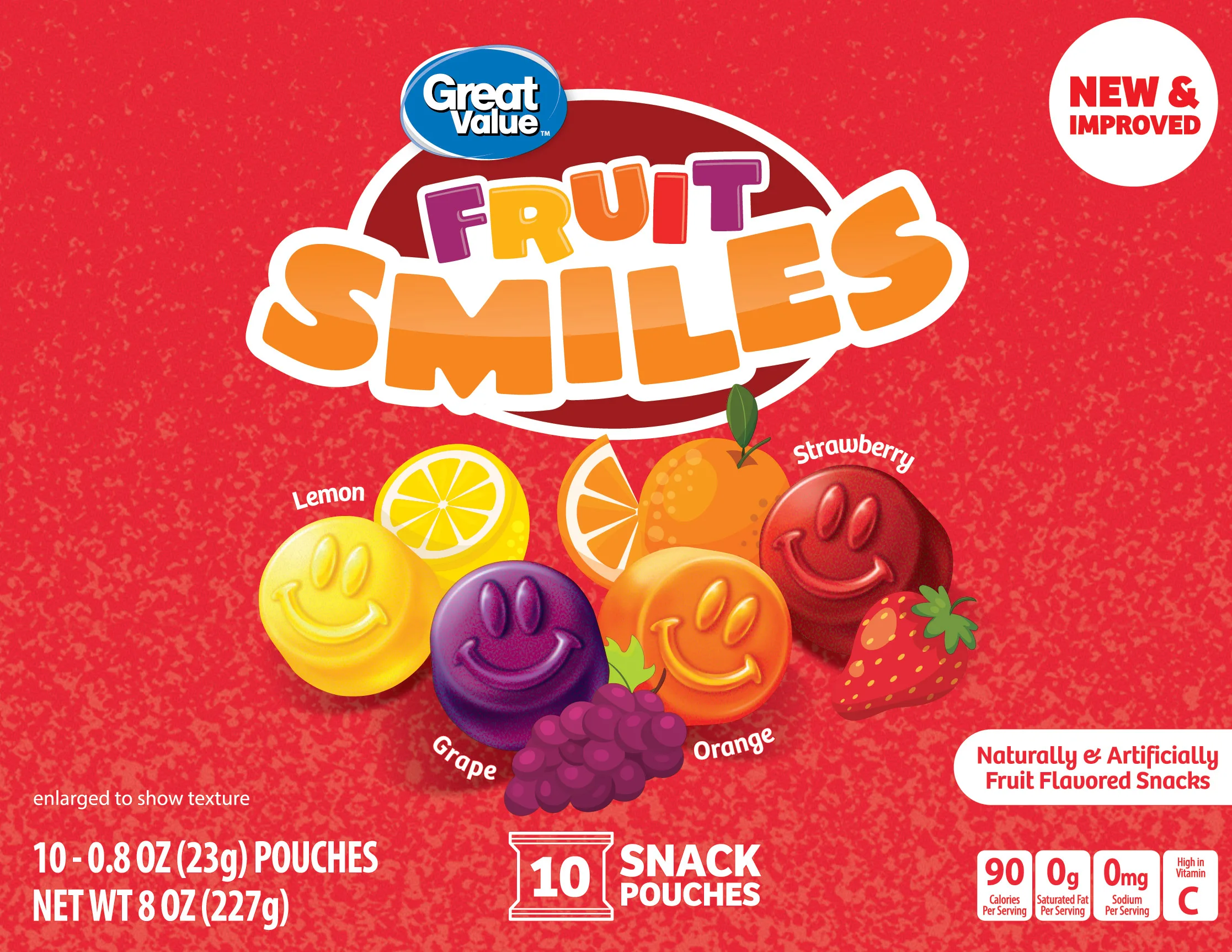 Great Value Fruit Smiles Snack, Original Flavor, 10 Count