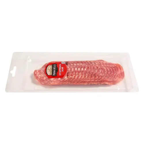 Prima Della Sliced Hot Soppressata Salami, 3oz Plastic Tray Package, Ready to Eat Sliced Charcuterie Meat thumbnail 2