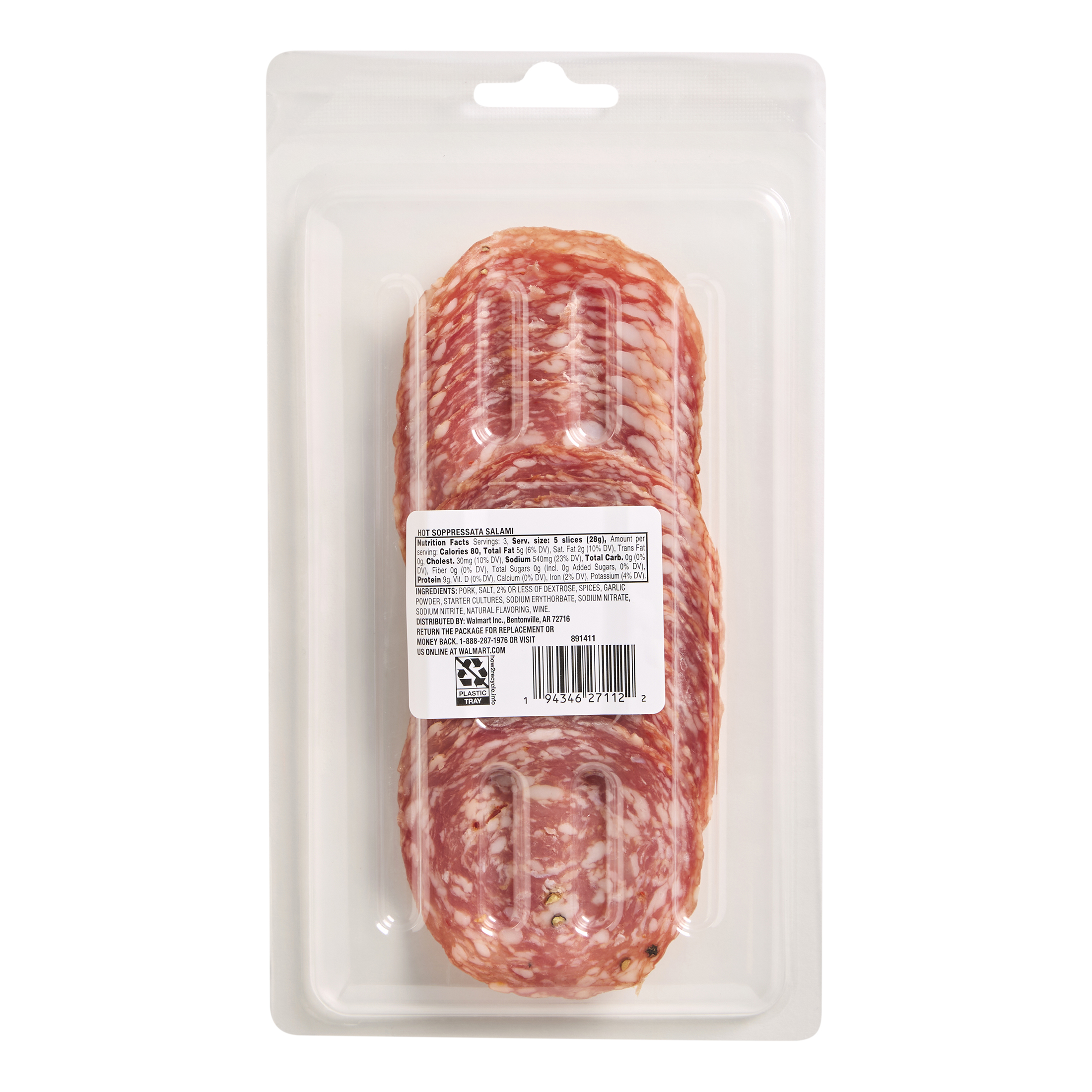 Prima Della Sliced Hot Soppressata Salami, 3oz Plastic Tray Package, Ready to Eat Sliced Charcuterie Meat thumbnail 3
