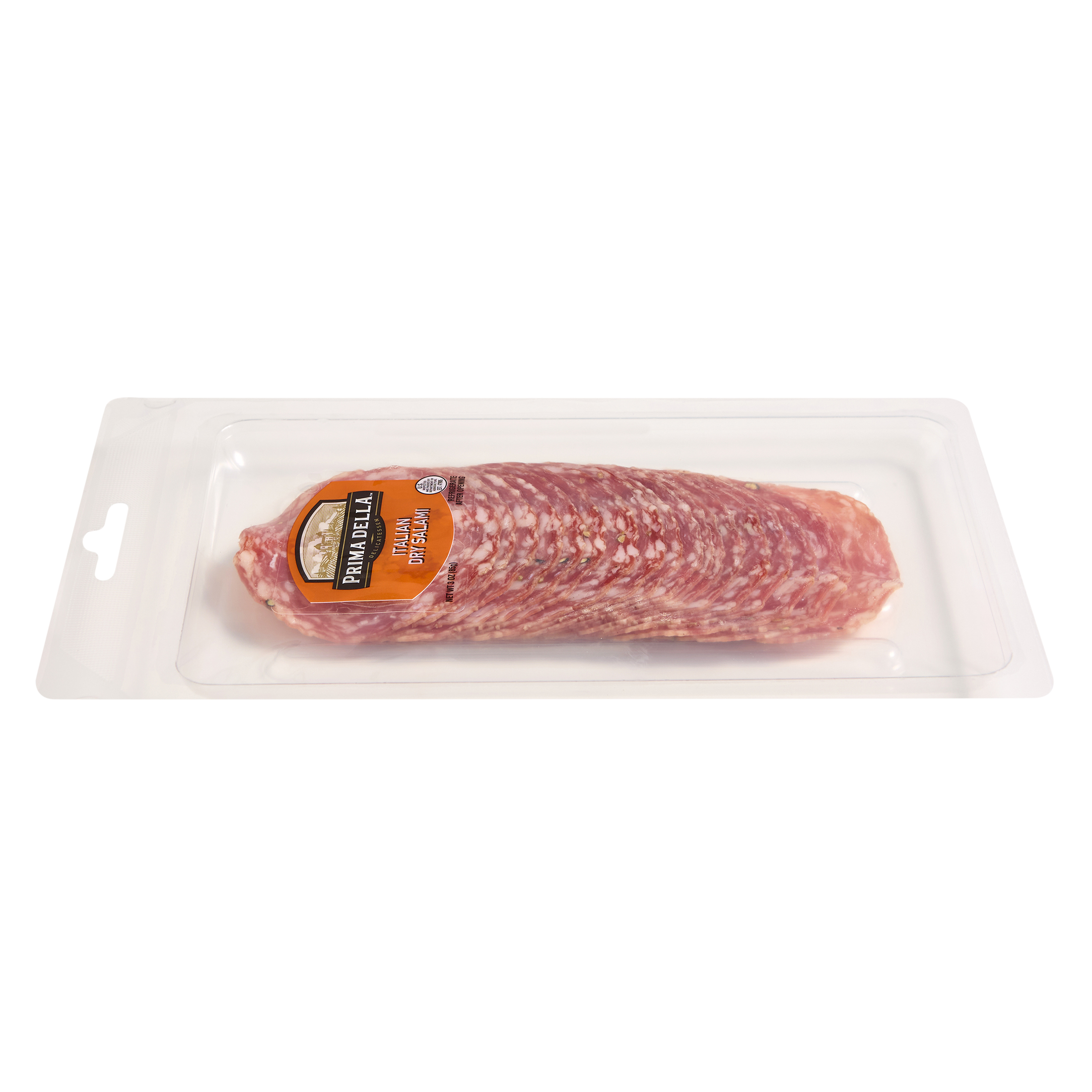 Prima Della Sliced Italian Dry Salami, Plastic Tray Package, Ready to Eat Sliced Charcuterie Meat, 3 oz thumbnail 3