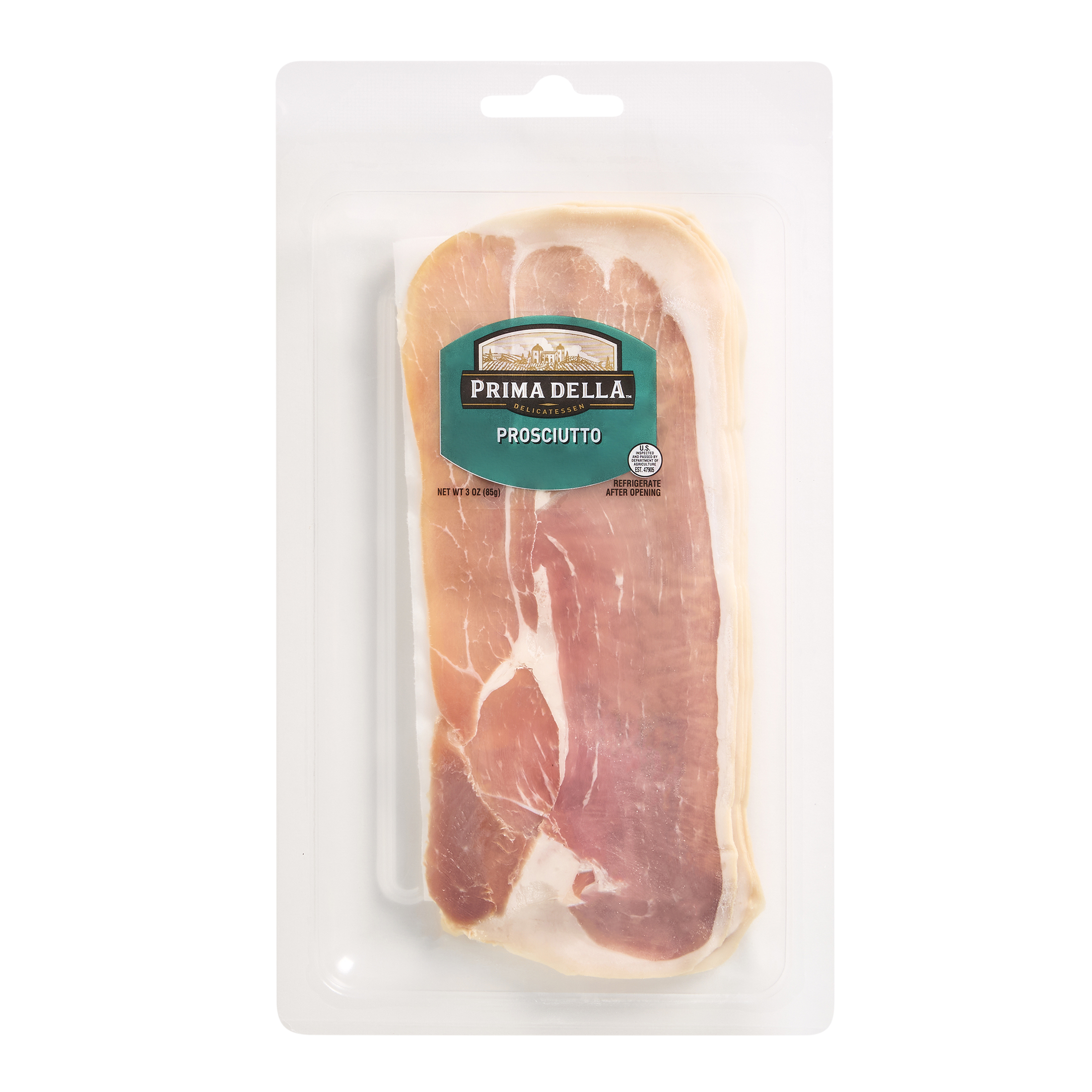 Prima Della Sliced Prosciutto, 3oz Plastic Tray Package, Ready to Eat Sliced Charcuterie Meat