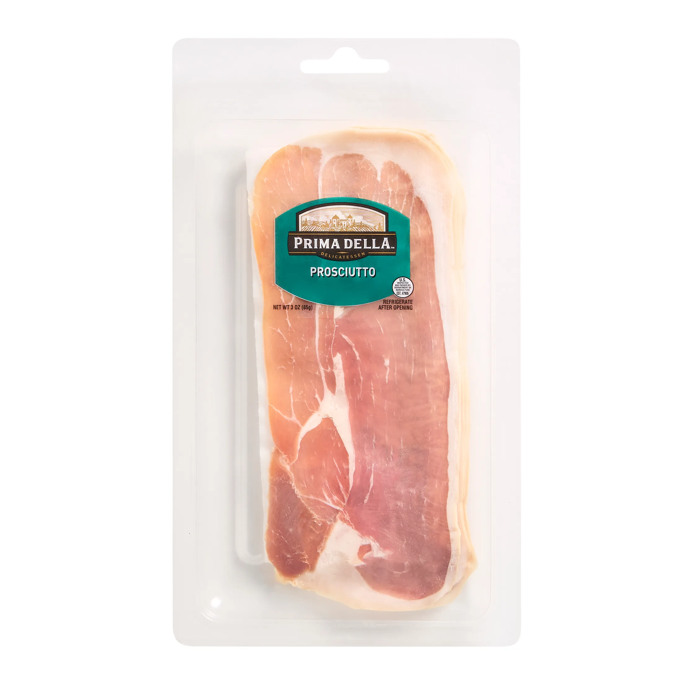 Prima Della Sliced Prosciutto, 3oz Plastic Tray Package, Ready to Eat Sliced Charcuterie Meat