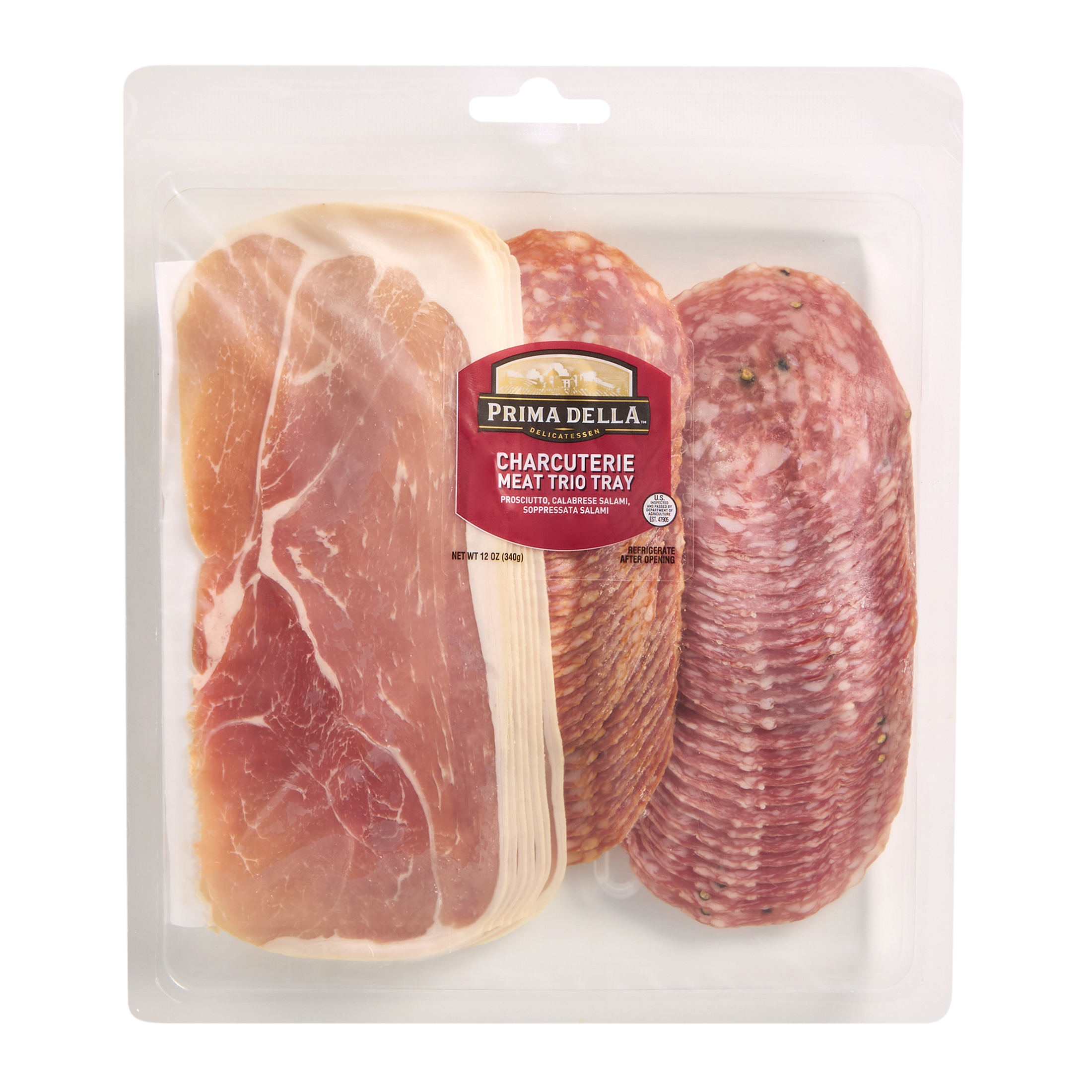 Prima Della Sliced Charcuterie Meat Trio, Plastic Tray Package, Ready to Eat Sliced Charcuterie Meat, 12 oz