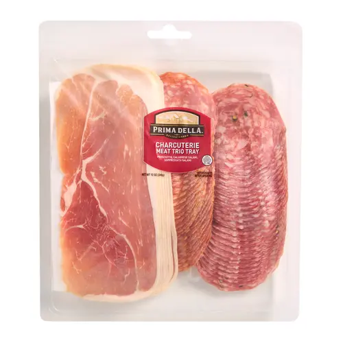 Prima Della Sliced Charcuterie Meat Trio, Plastic Tray Package, Ready to Eat Sliced Charcuterie Meat, 12 oz