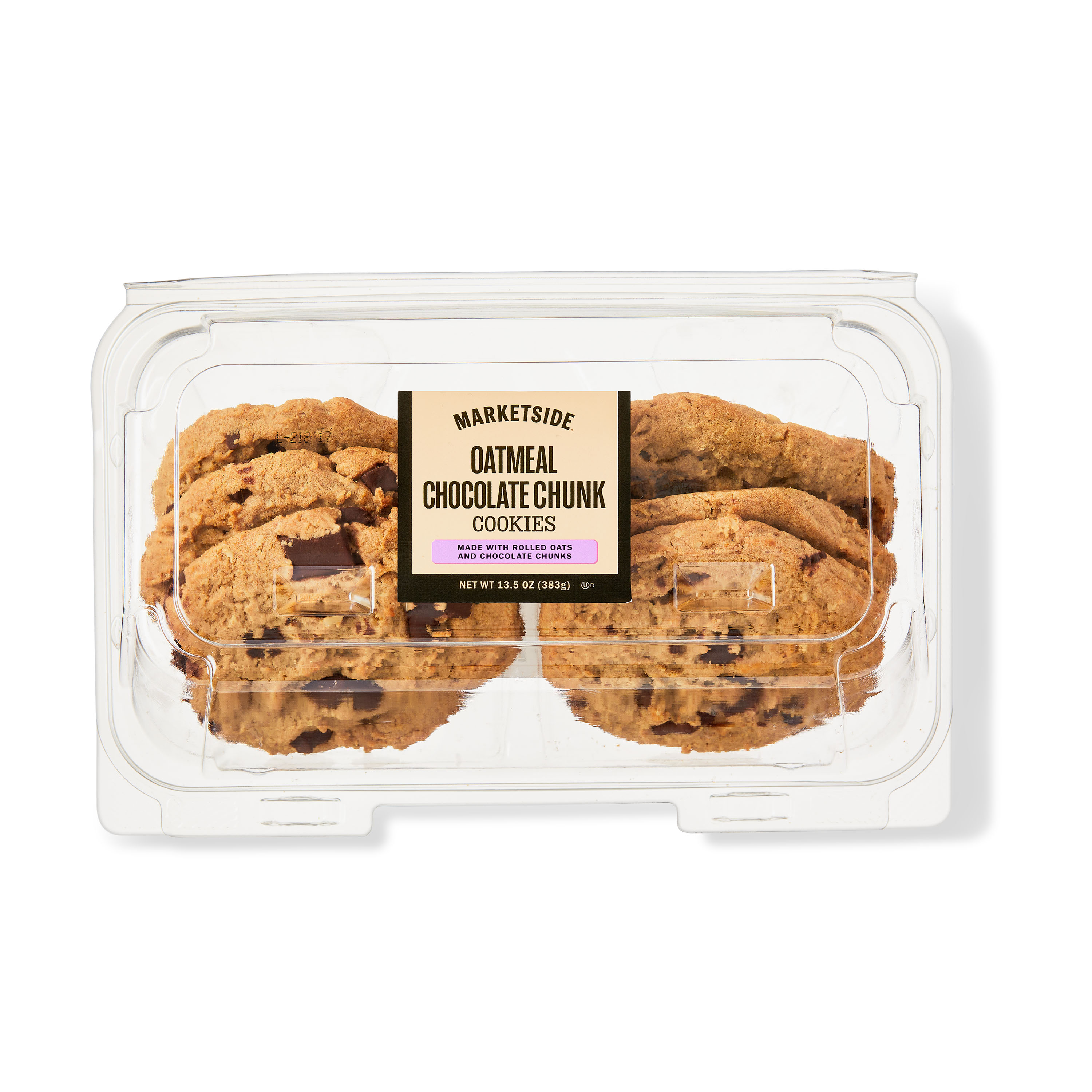 Marketside Oatmeal Chocolate Chunk Cookies, 13.5 oz, 6 Count, Baked
