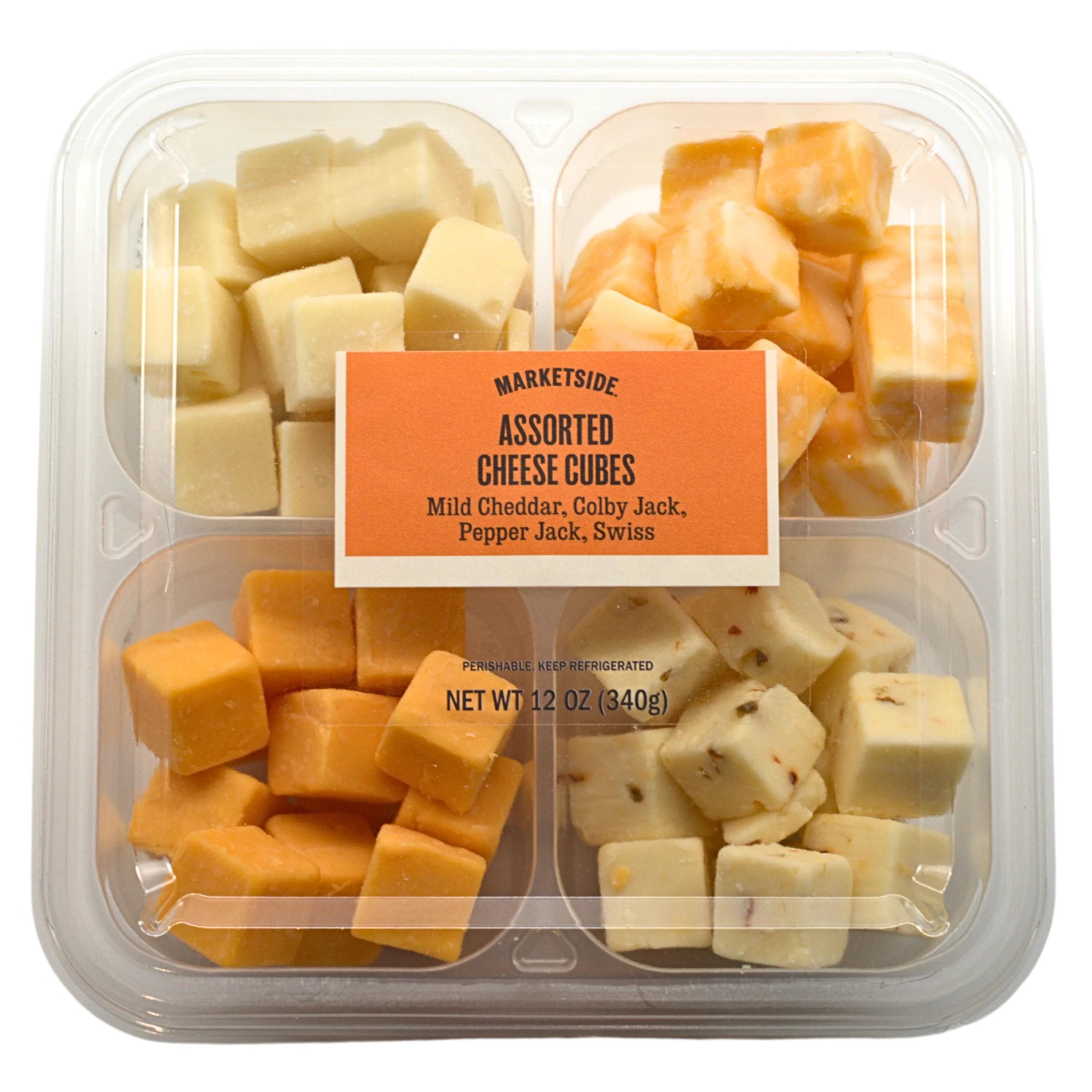 Marketside Cubed Assorted Cheese Cube Tray, 12 oz (Fresh, Plastic Cup)
