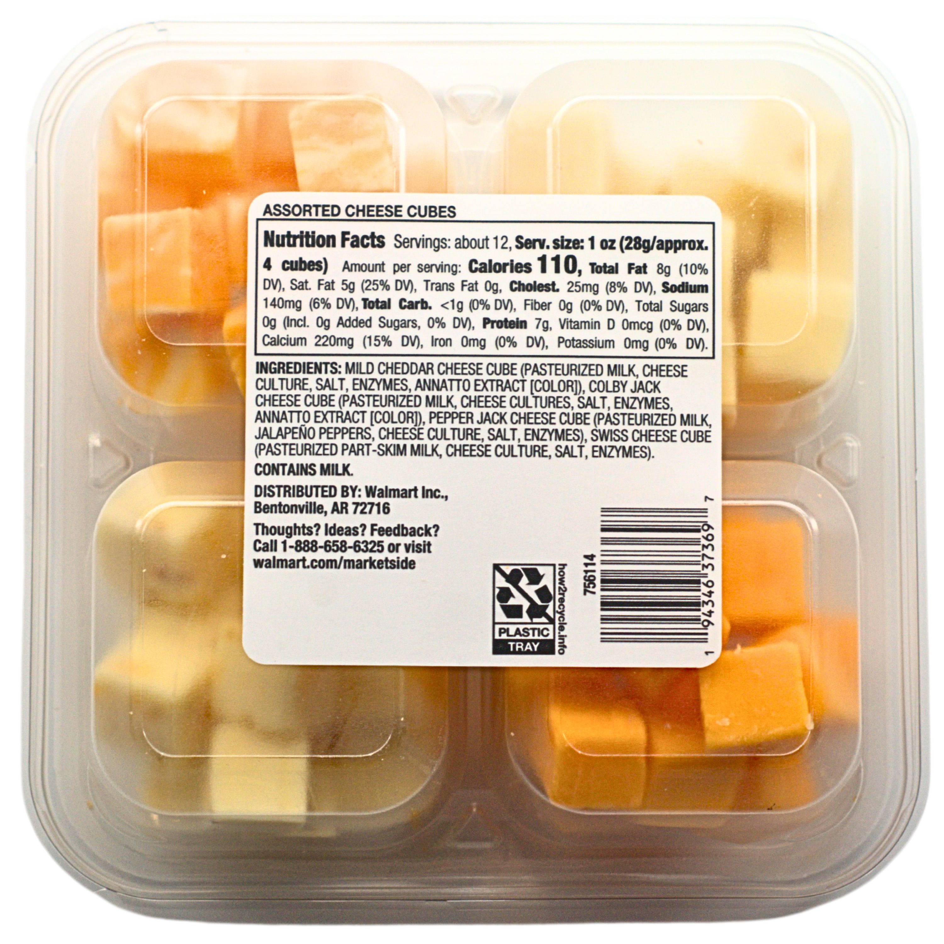 Marketside Cubed Assorted Cheese Cube Tray, 12 oz (Fresh, Plastic Cup) thumbnail 2