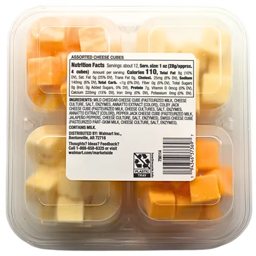 Marketside Cubed Assorted Cheese Cube Tray, 12 oz (Fresh, Plastic Cup) thumbnail 2