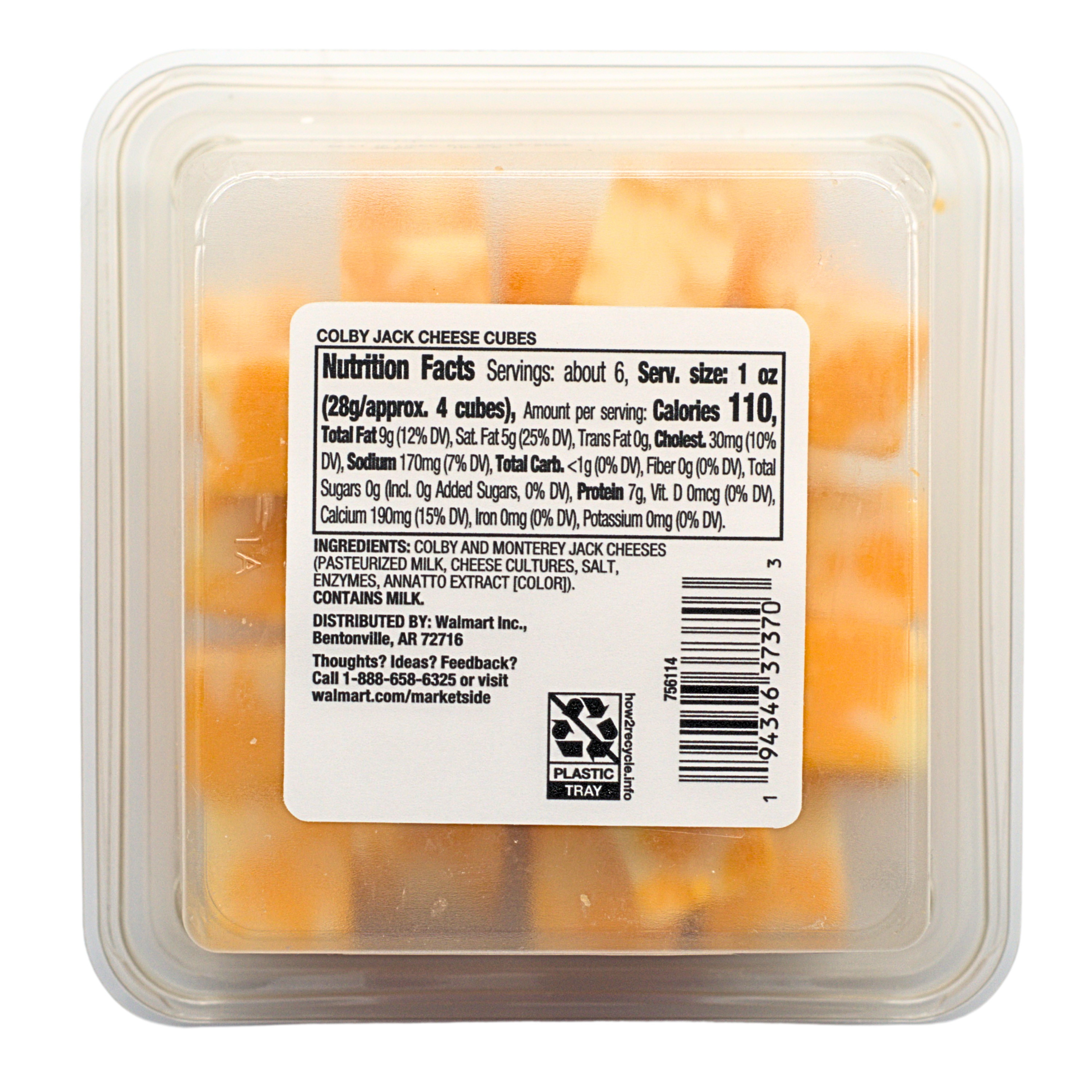 Marketside Cubed Colby Jack Cheese Cup, 6oz (Fresh, Plastic Cup) thumbnail 3