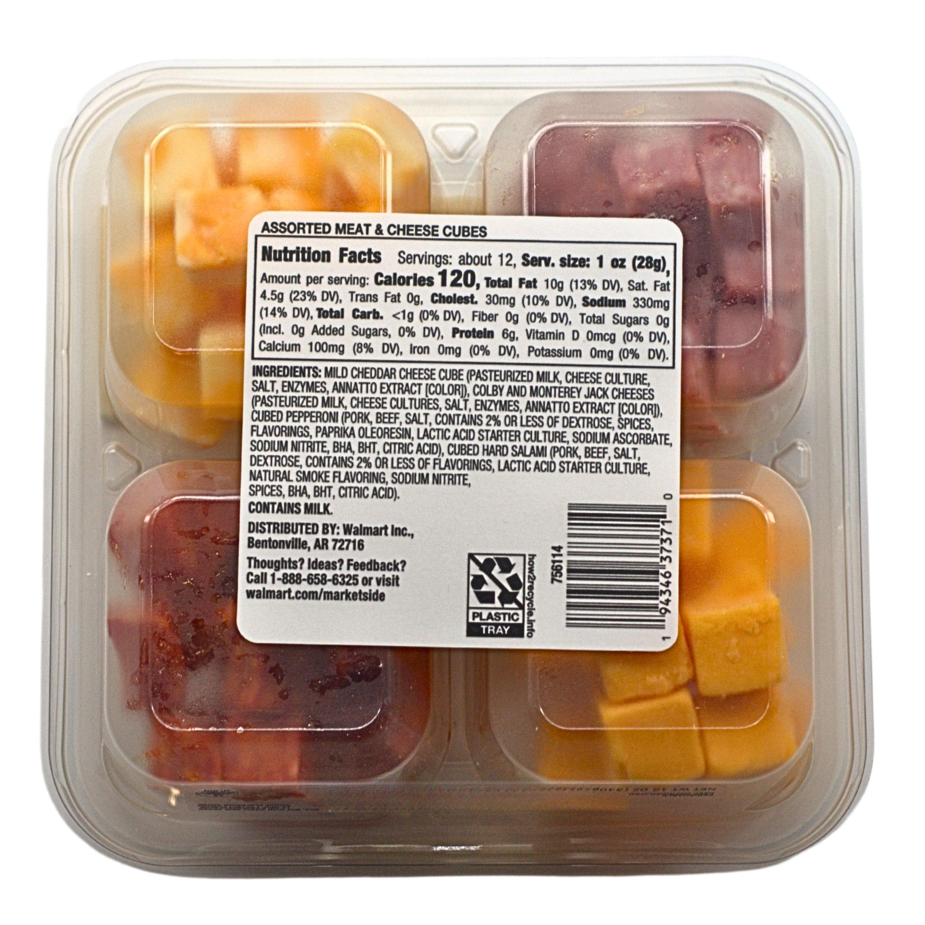 Marketside Assorted Cubed Meat & Cheese Tray, 12oz (Cubed, Refrigerated) thumbnail 2