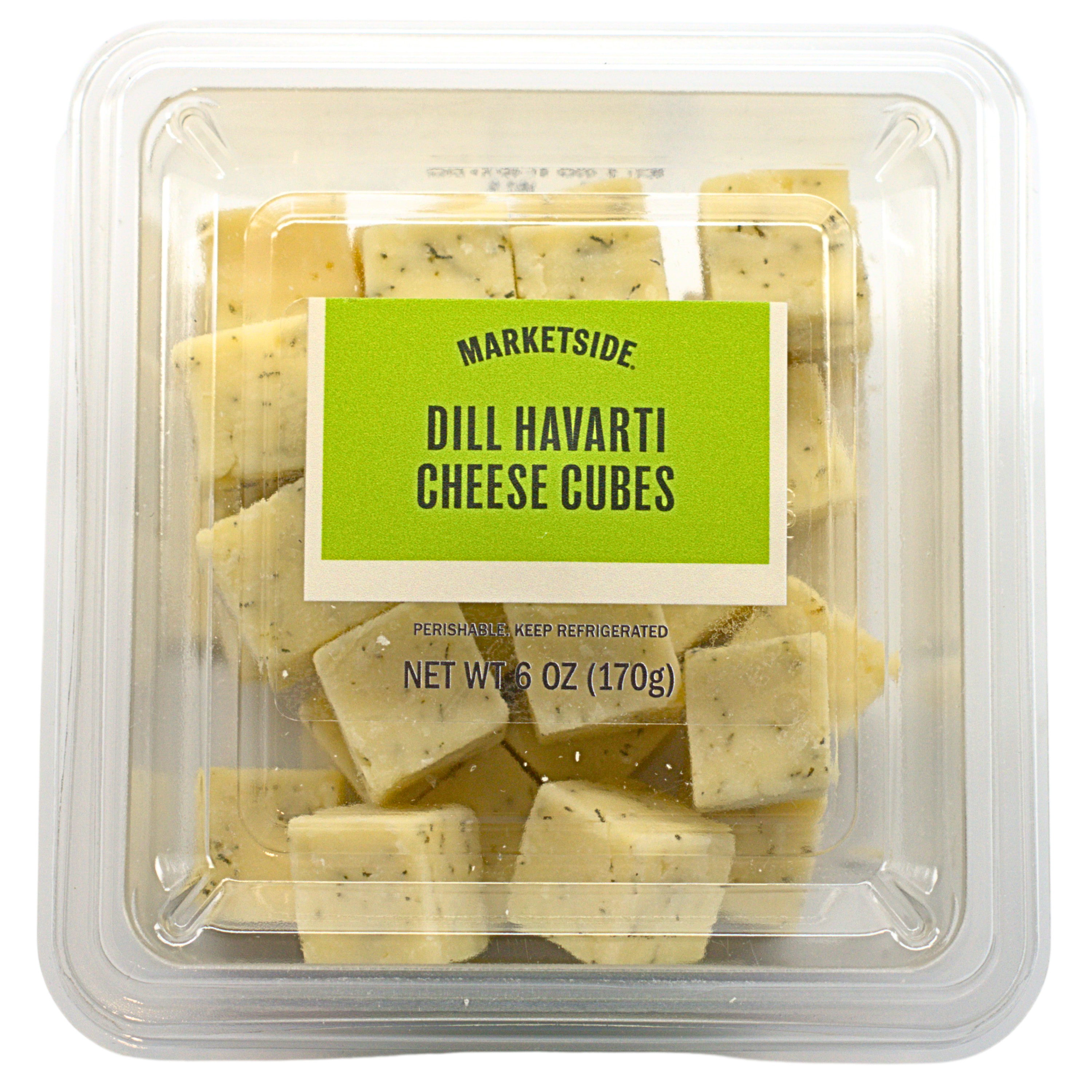 Marketside Cubed Dill Havarti Cheese, 6oz, Plastic Cup (Cubed, Refrigerated)