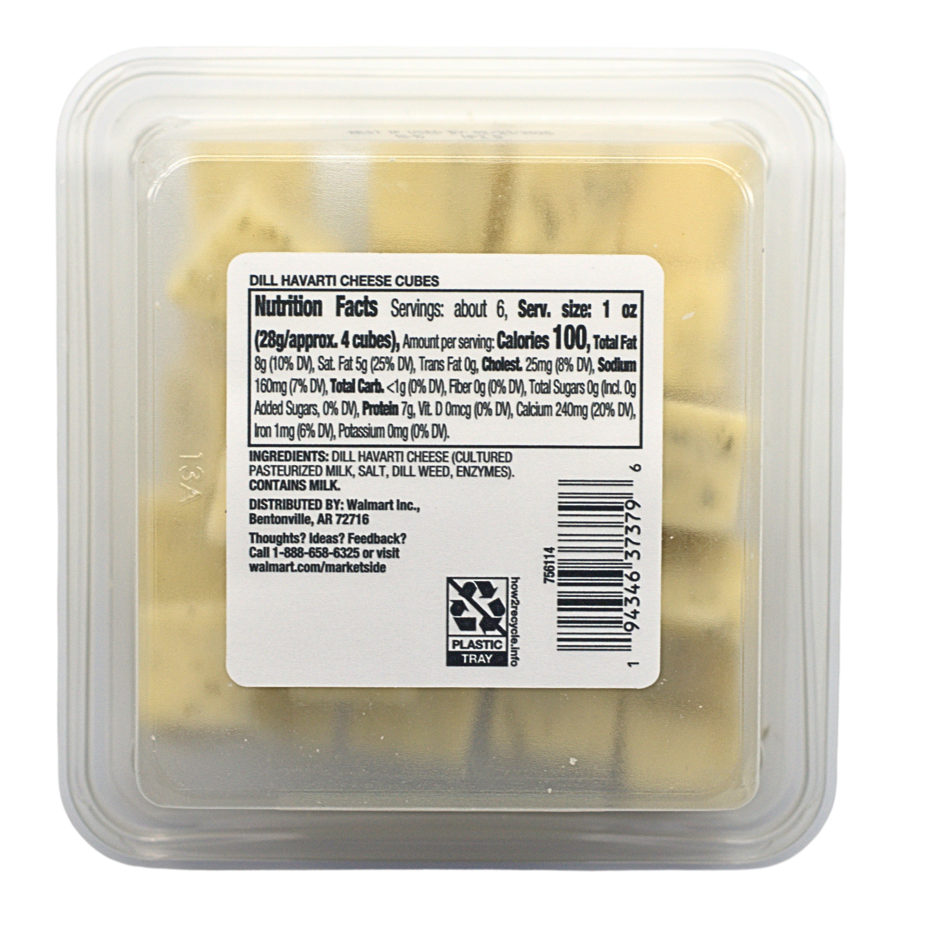 Marketside Cubed Dill Havarti Cheese, 6oz, Plastic Cup (Cubed, Refrigerated) thumbnail 2