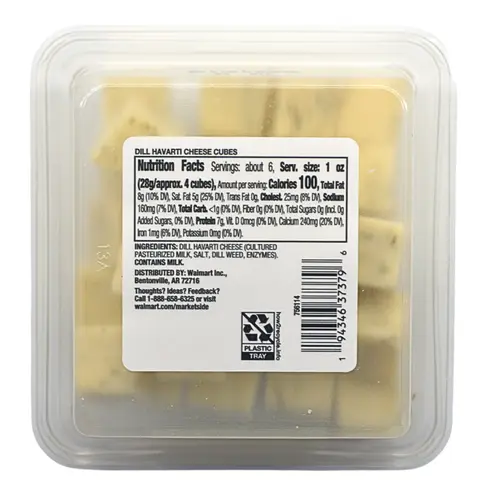 Marketside Cubed Dill Havarti Cheese, 6oz, Plastic Cup (Cubed, Refrigerated) thumbnail 2
