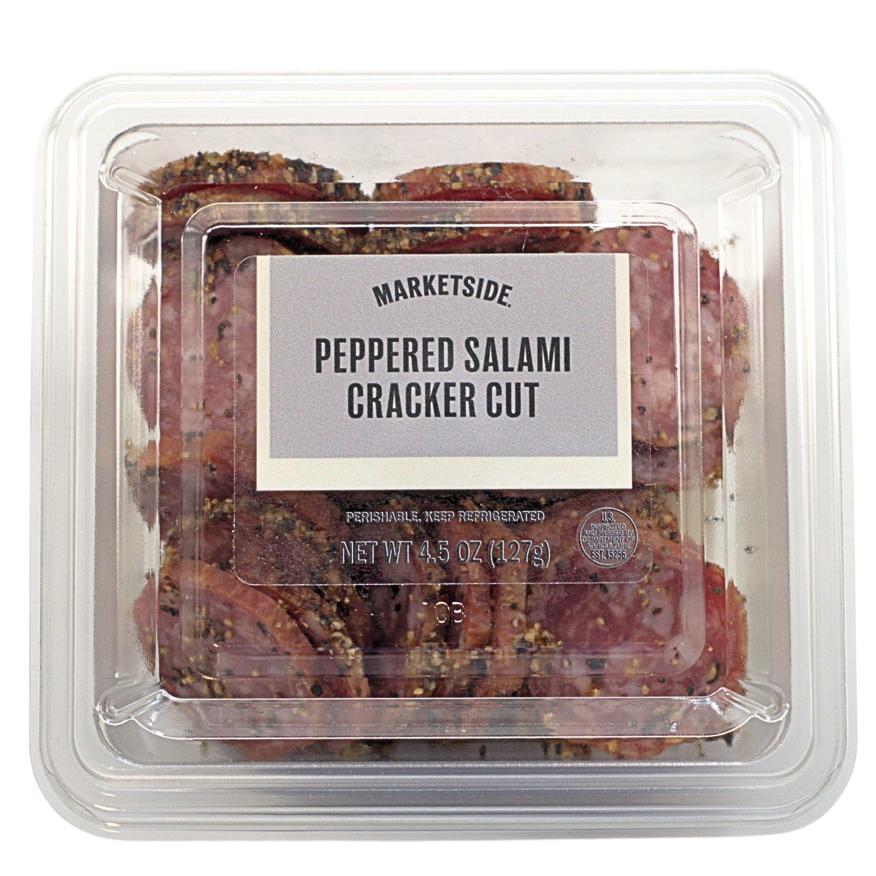 Marketside Peppered Salami Cracker Cut,7g Protein per Serving, 4.5oz Plastic Cup (Refrigerated)