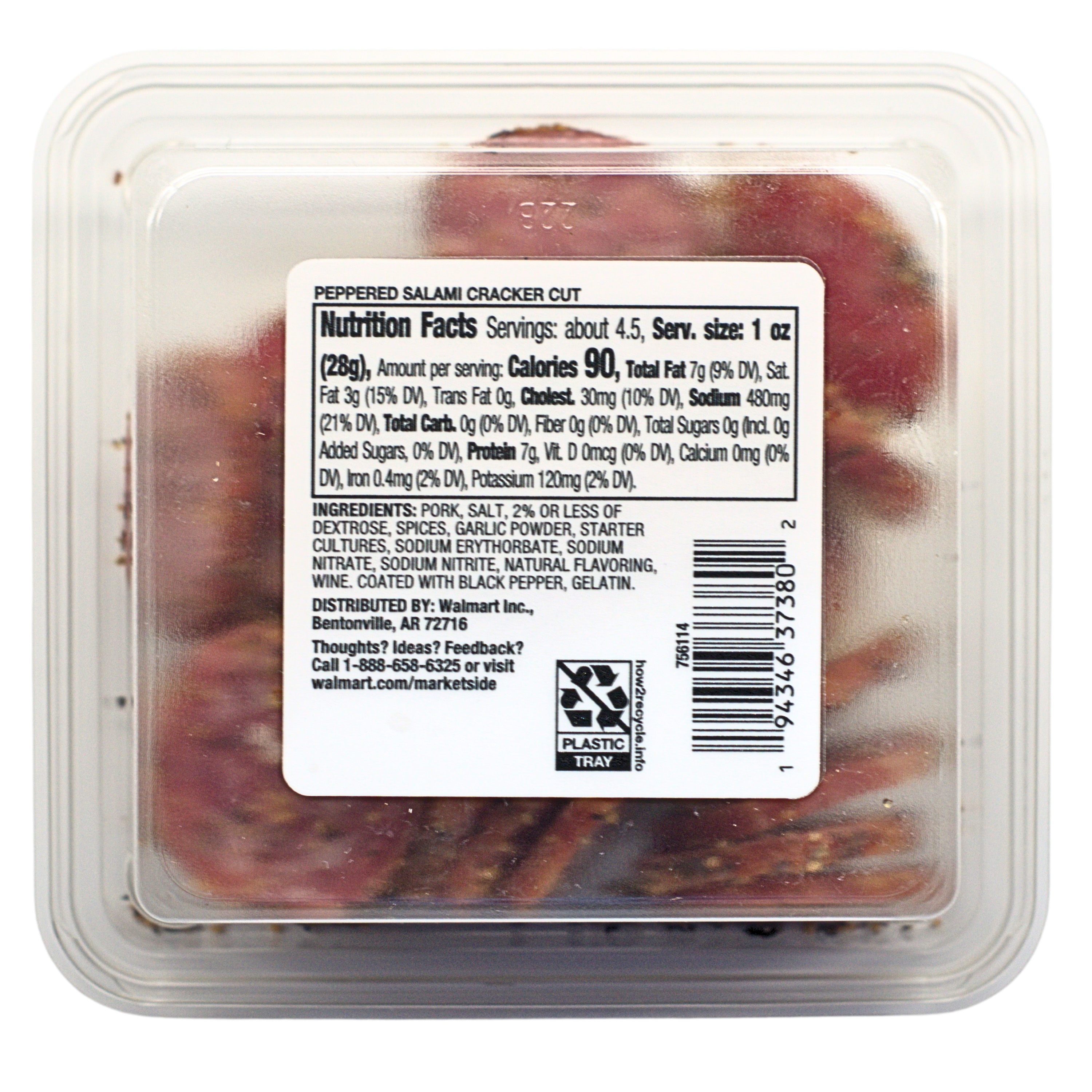 Marketside Peppered Salami Cracker Cut,7g Protein per Serving, 4.5oz Plastic Cup (Refrigerated) thumbnail 3