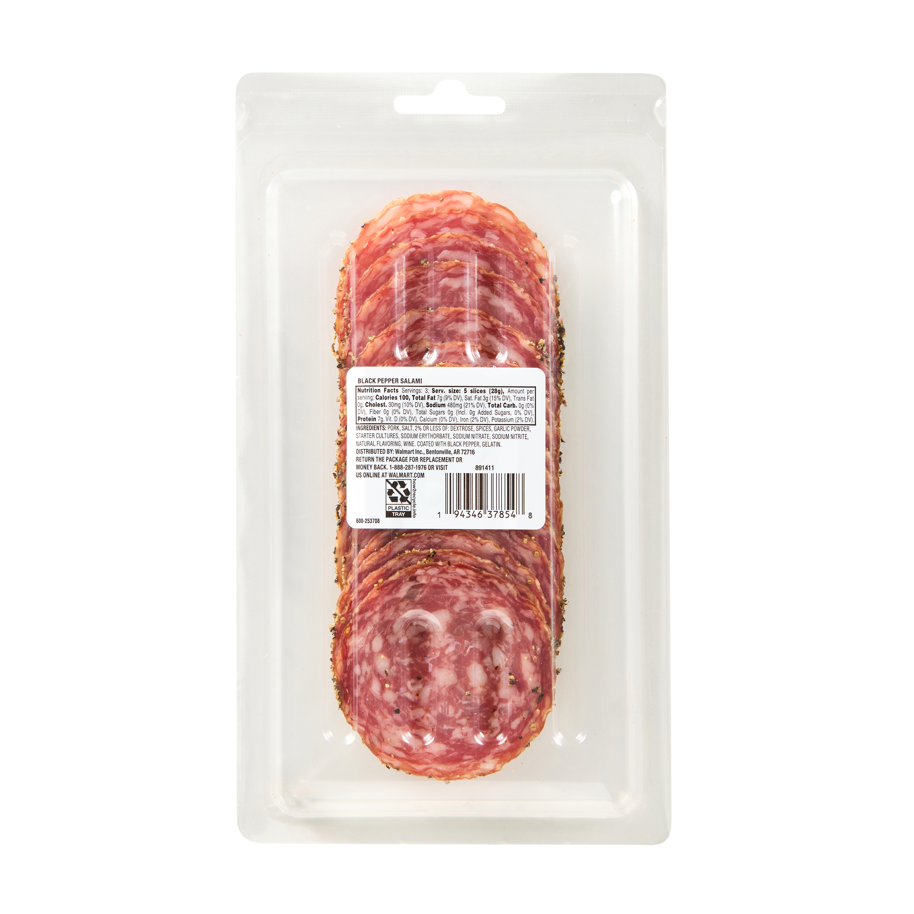 Prima Della Sliced Peppered Salami, 3oz Plastic Tray Package, Ready to Eat Charcuterie Meat thumbnail 3