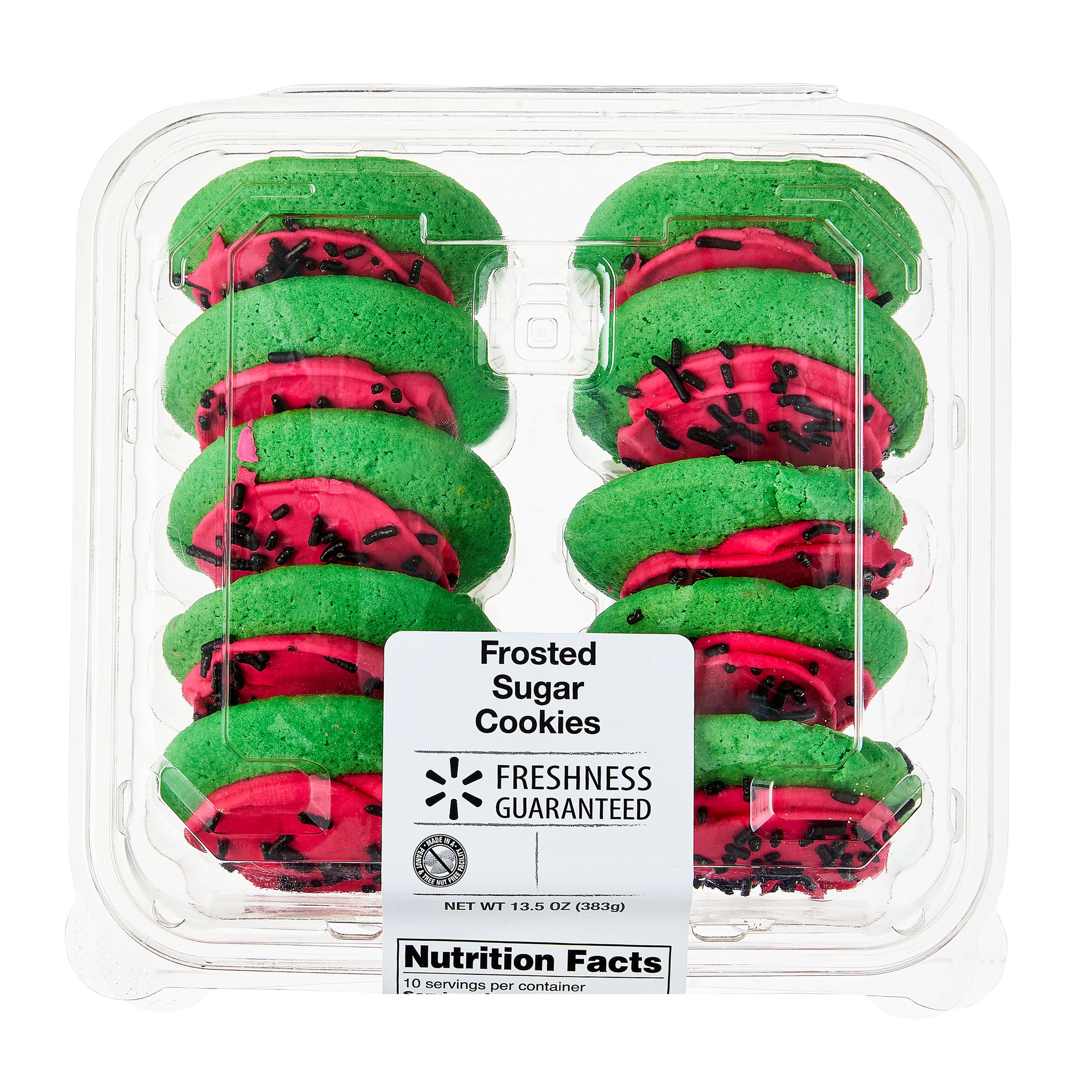 Freshness Guaranteed Pink Frosted Green Sugar Cookies, 13.5 oz, 10 Count