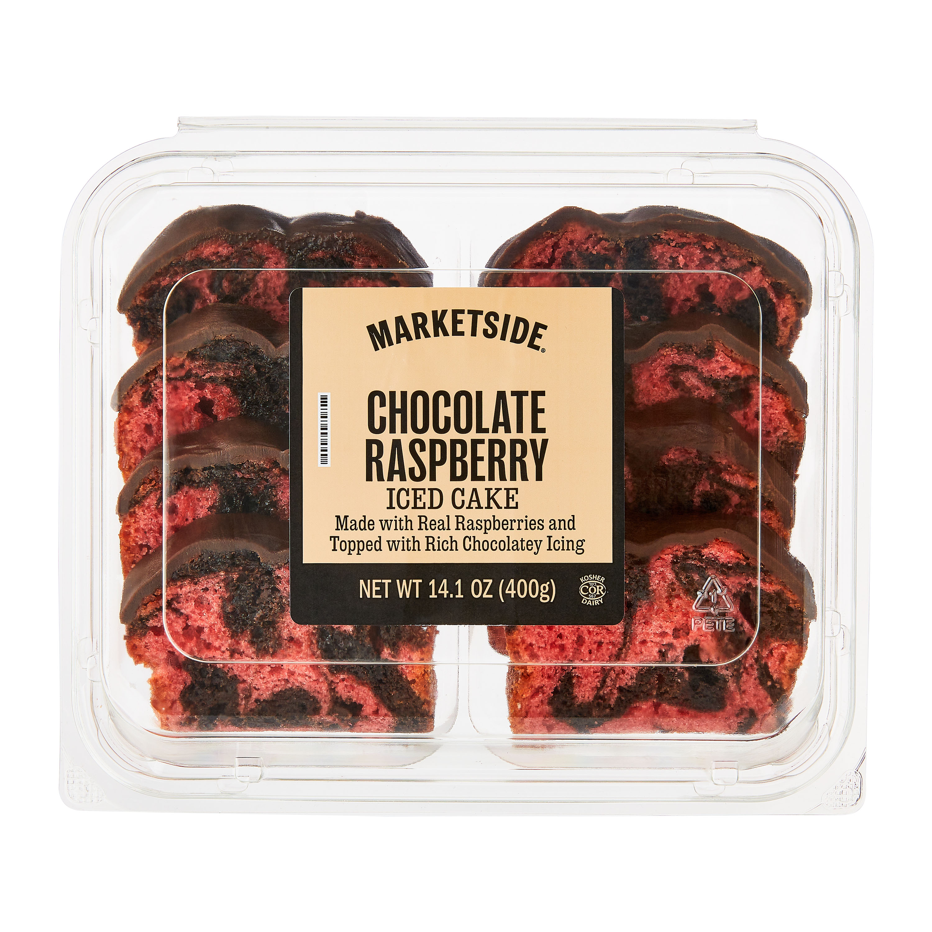 Marketside Iced Chocolate Raspberry Sliced Loaf Cake, 14.1 oz, 8 Count