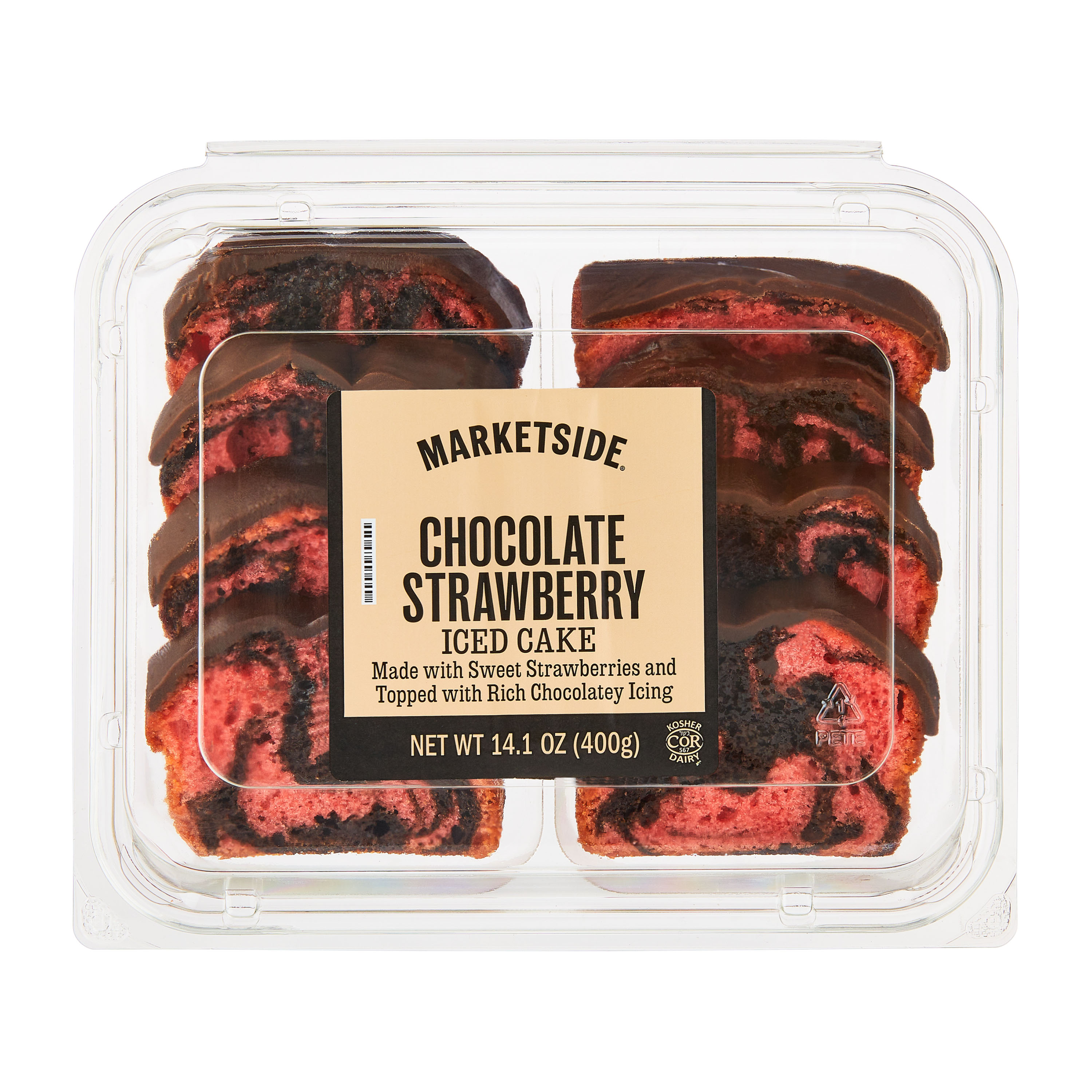 Marketside Iced Chocolate Strawberry Sliced Loaf Cake, 14.1 oz, 8 Count