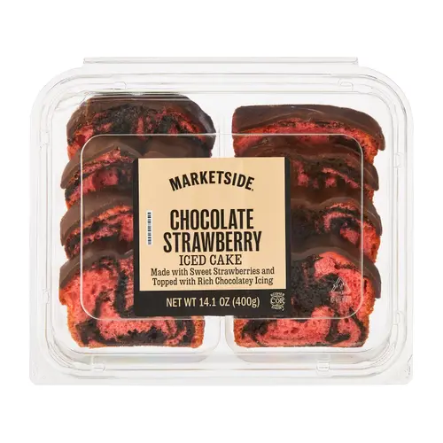 Marketside Iced Chocolate Strawberry Sliced Loaf Cake, 14.1 oz, 8 Count