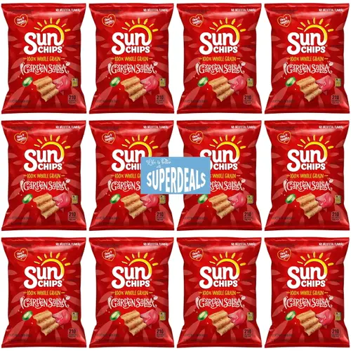 Sun Chips Garden Salsa 100% Whole Grain Value Pack Bundled by SUPERDEALS | 1.5 Oz Bag | Garden Salsa | Pack of 12 with mystery g