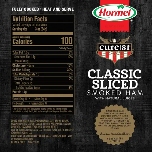 HORMEL CURE 81 Classic Boneless Sliced Half Ham, 3-5.5 lbs. thumbnail 4