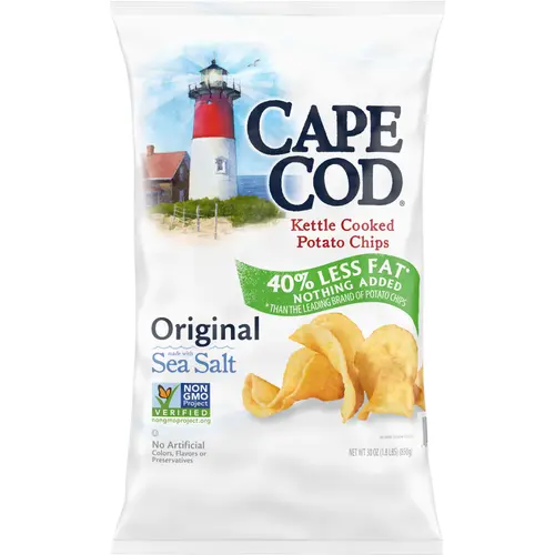 Cape Cod Potato Chips, Less Fat Original Kettle Cooked Chips, 30 oz