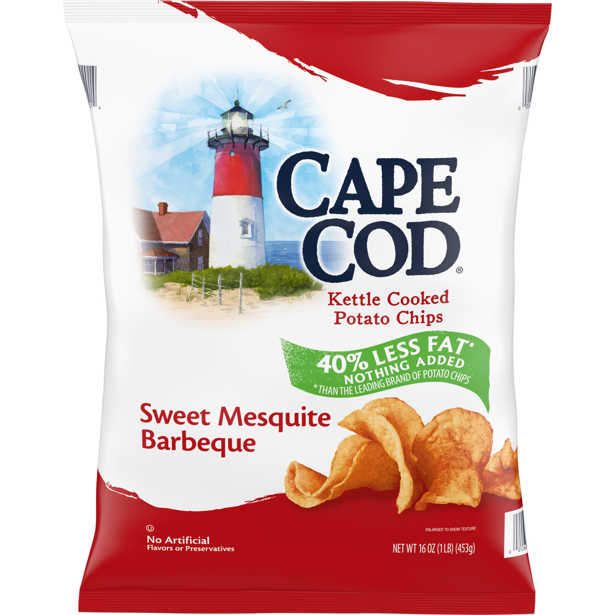 Cape Cod Potato Chips, Less Fat Sweet Mesquite Barbeque Kettle Cooked Chips, 16 oz