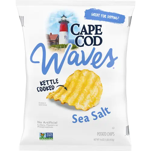 Cape Cod Potato Chips, Wavy Cut Sea Salt Kettle Chips, 16 oz