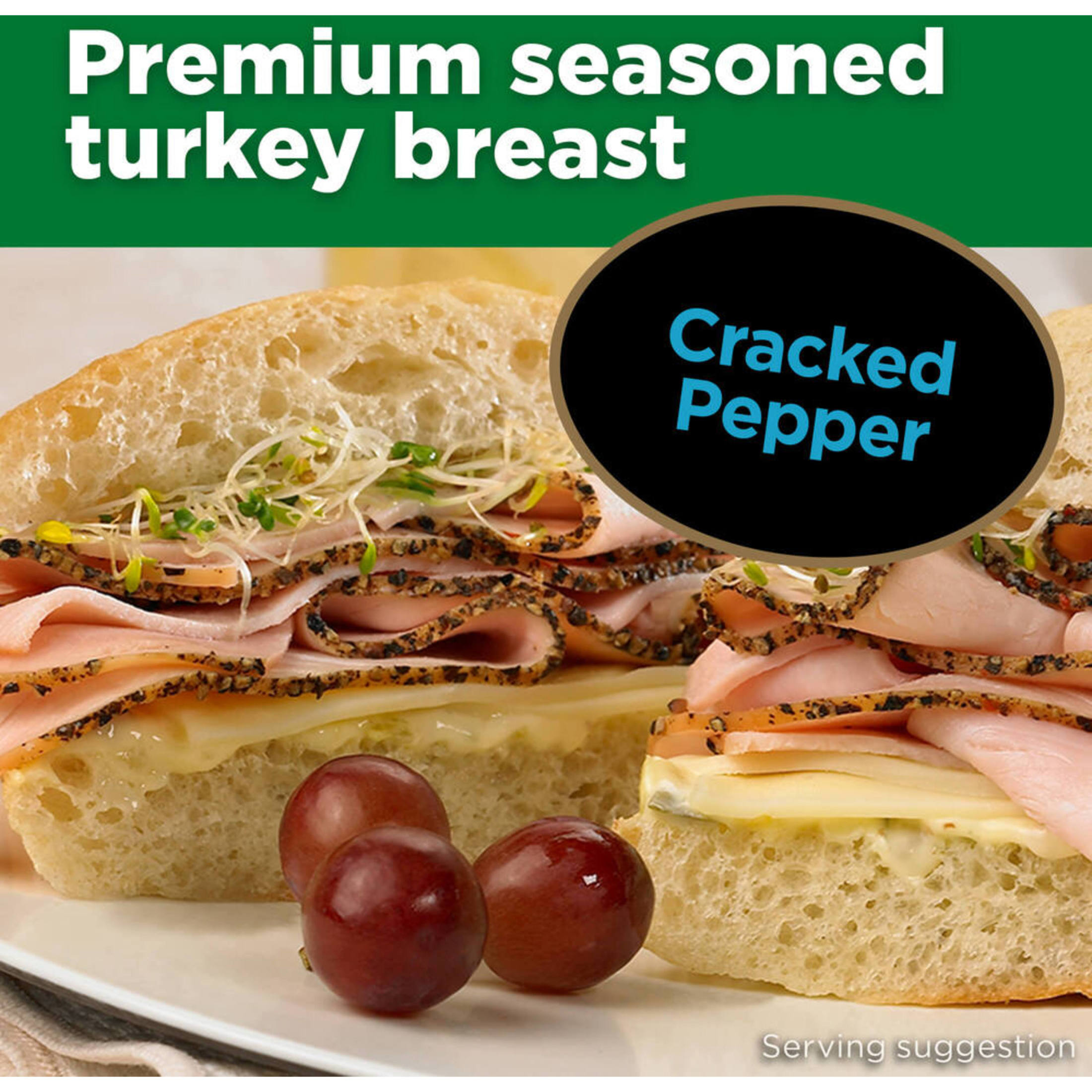 JENNIE-O Premium Seasoned Cracked Pepper Turkey Breast, Deli Sliced,  2 oz Serving, 12 g Protein per Serving, Plastic Bag thumbnail 2